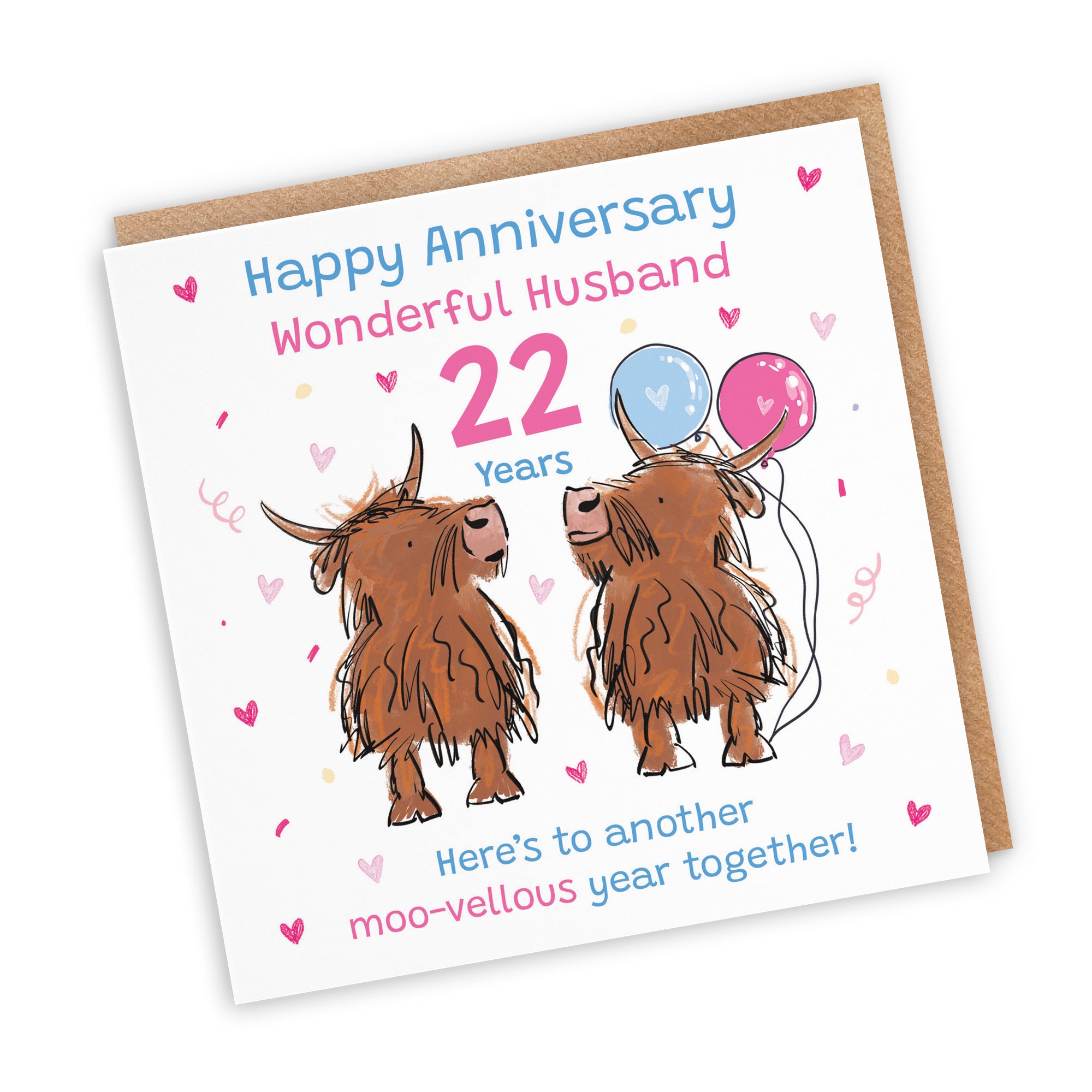 22nd Husband Anniversary Card Highland Cows Animal Party - Default Title (RM01036)