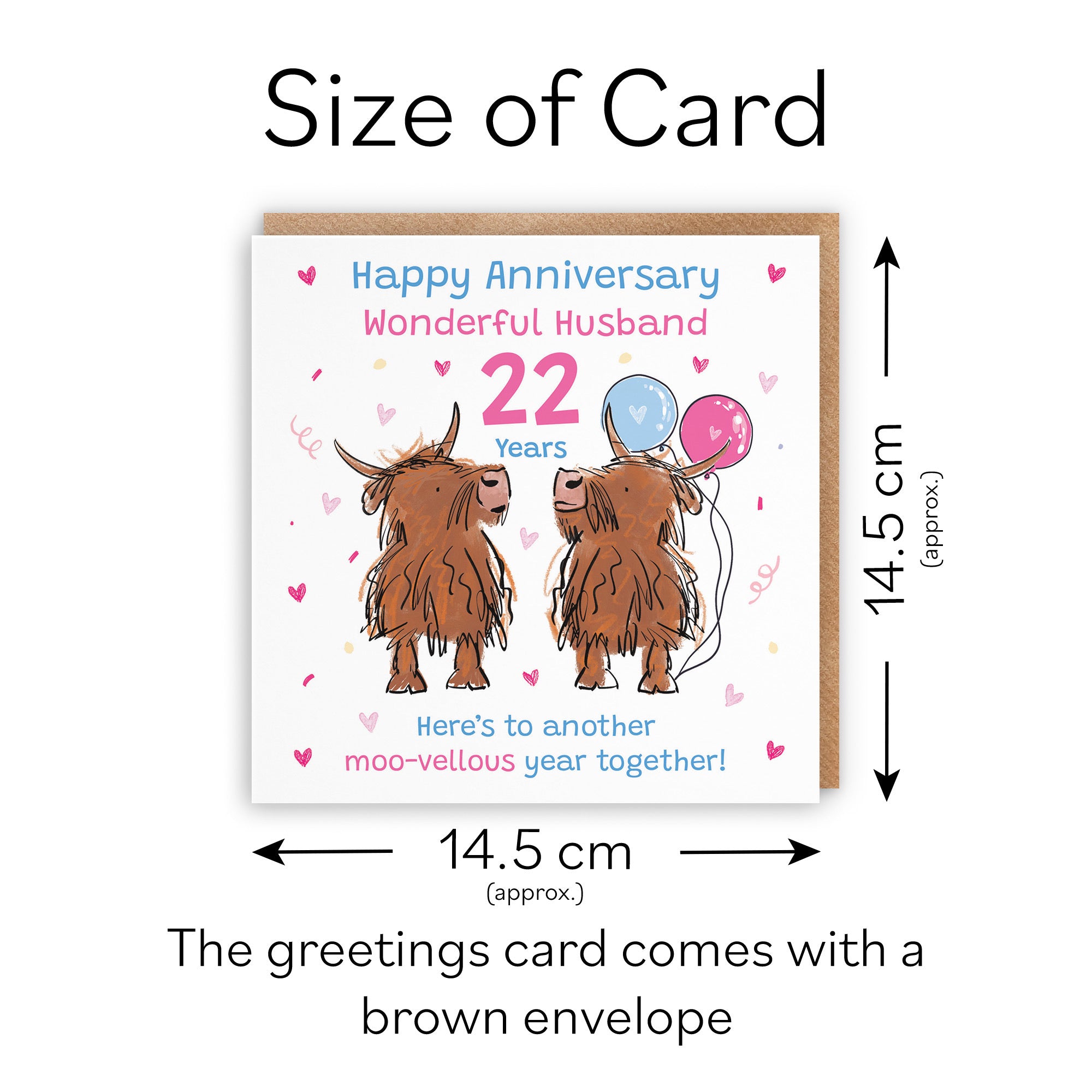22nd Husband Anniversary Card Highland Cows Animal Party - Default Title (RM01036)