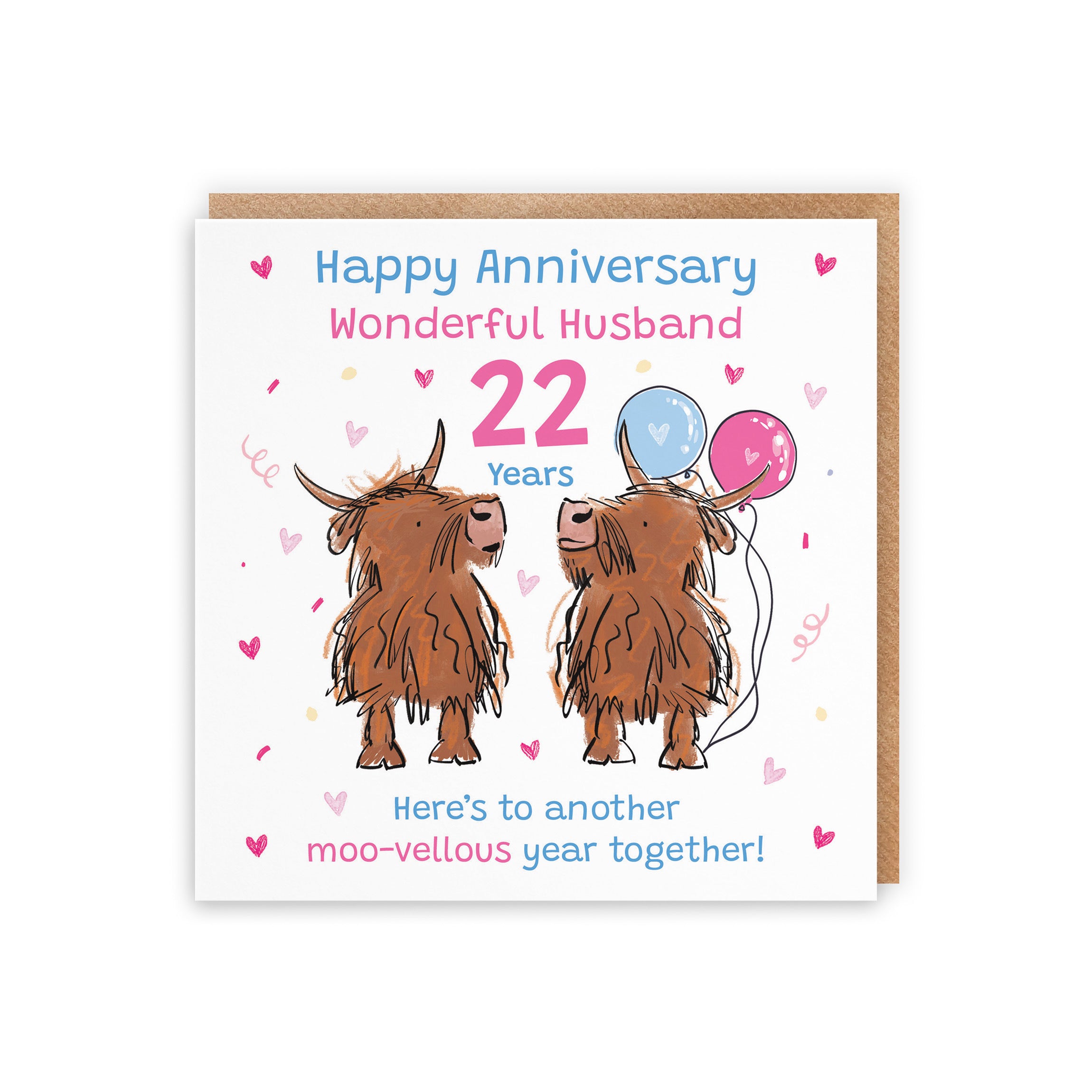 22nd Husband Anniversary Card Highland Cows Animal Party - Default Title (RM01036)