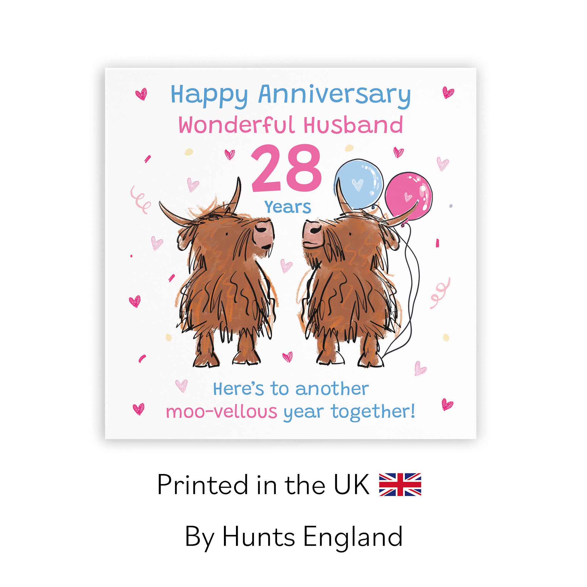 28th Husband Anniversary Card Highland Cows Animal Party - Default Title (RM01037)