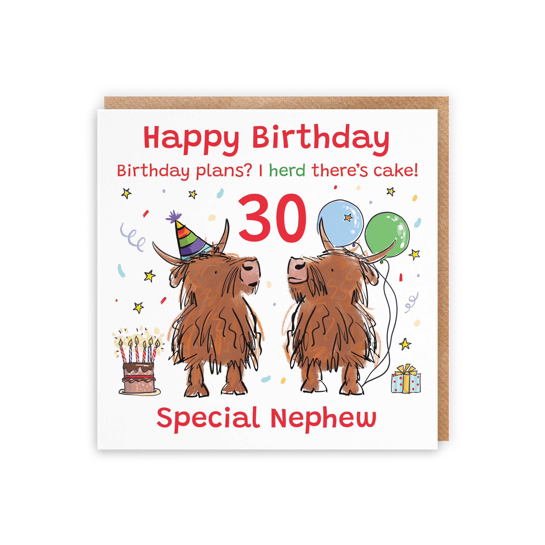 30th Nephew Birthday Card Highland Cows Animal Party - Default Title (RM01039)
