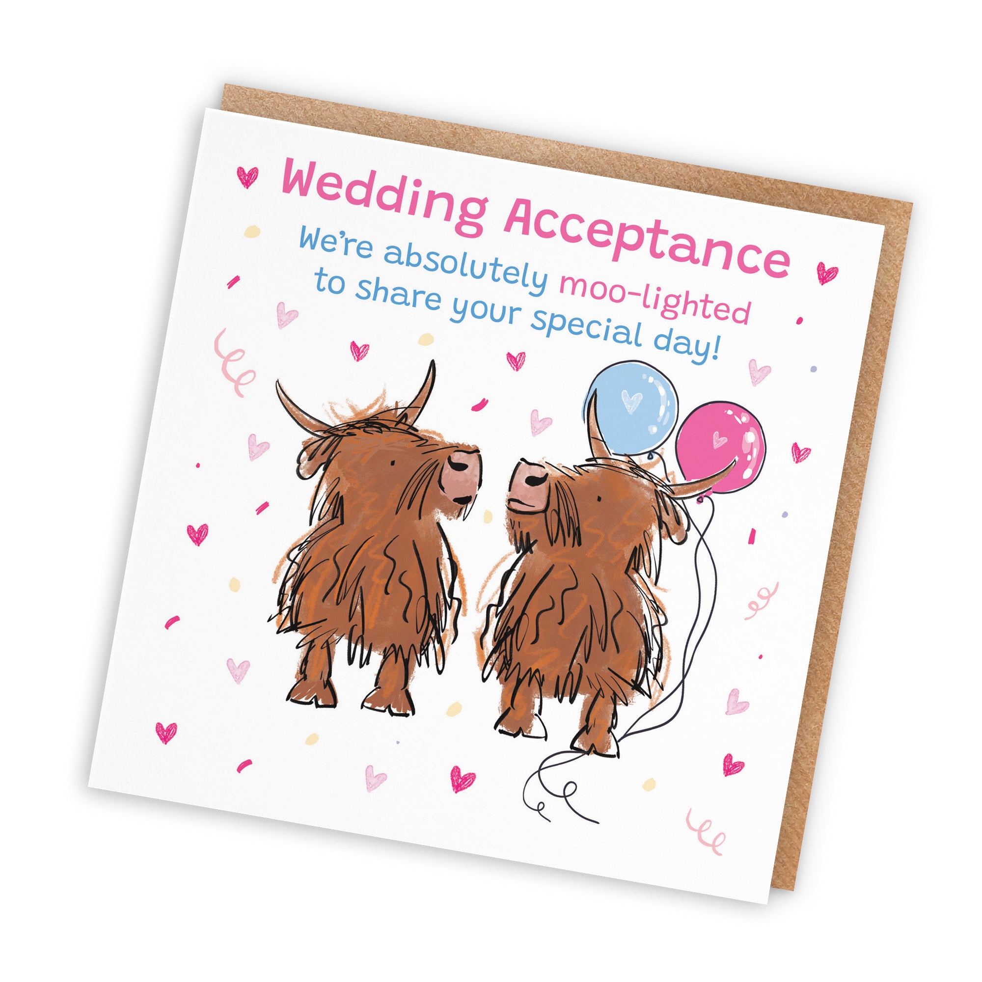 Wedding Acceptance Card Highland Cows Animal Party - Default Title (RM01040)