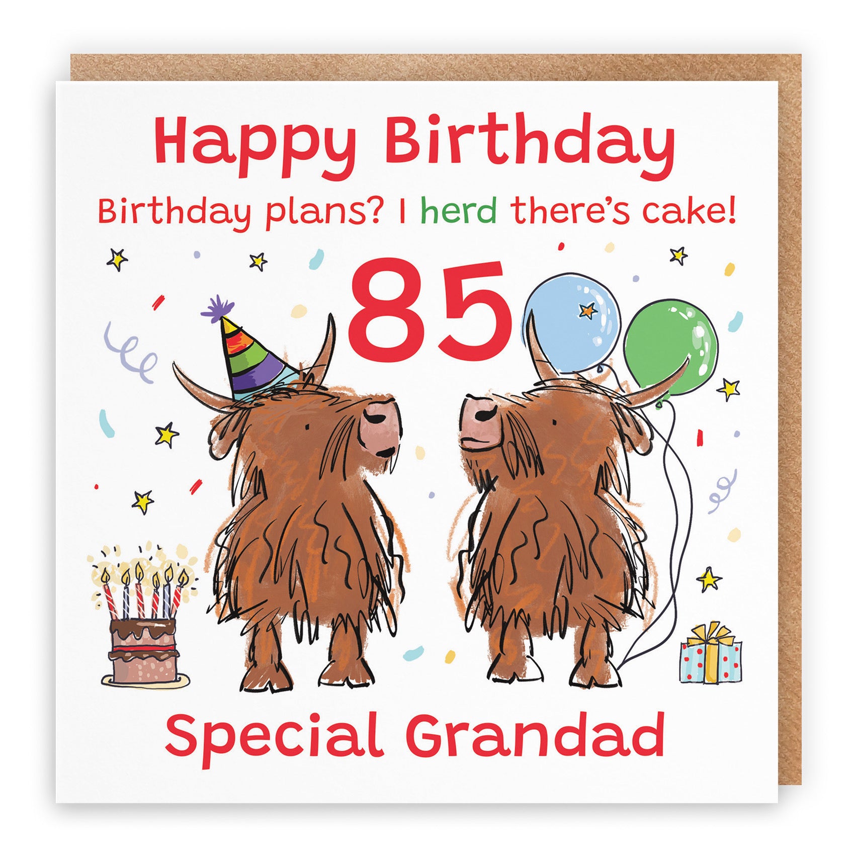 85th Grandad Birthday Card Highland Cows Animal Party - Default Title (RM01044)