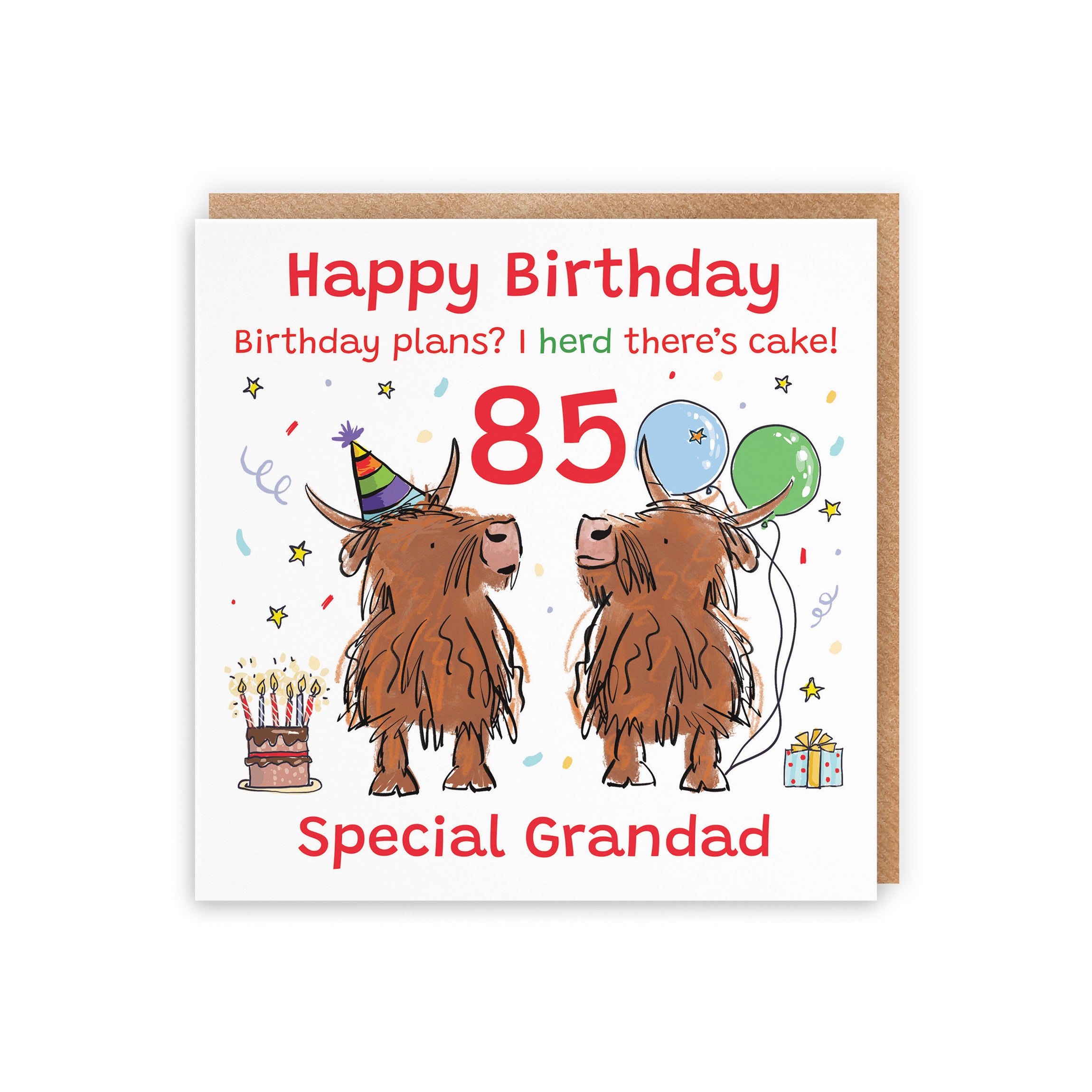 85th Grandad Birthday Card Highland Cows Animal Party - Default Title (RM01044)