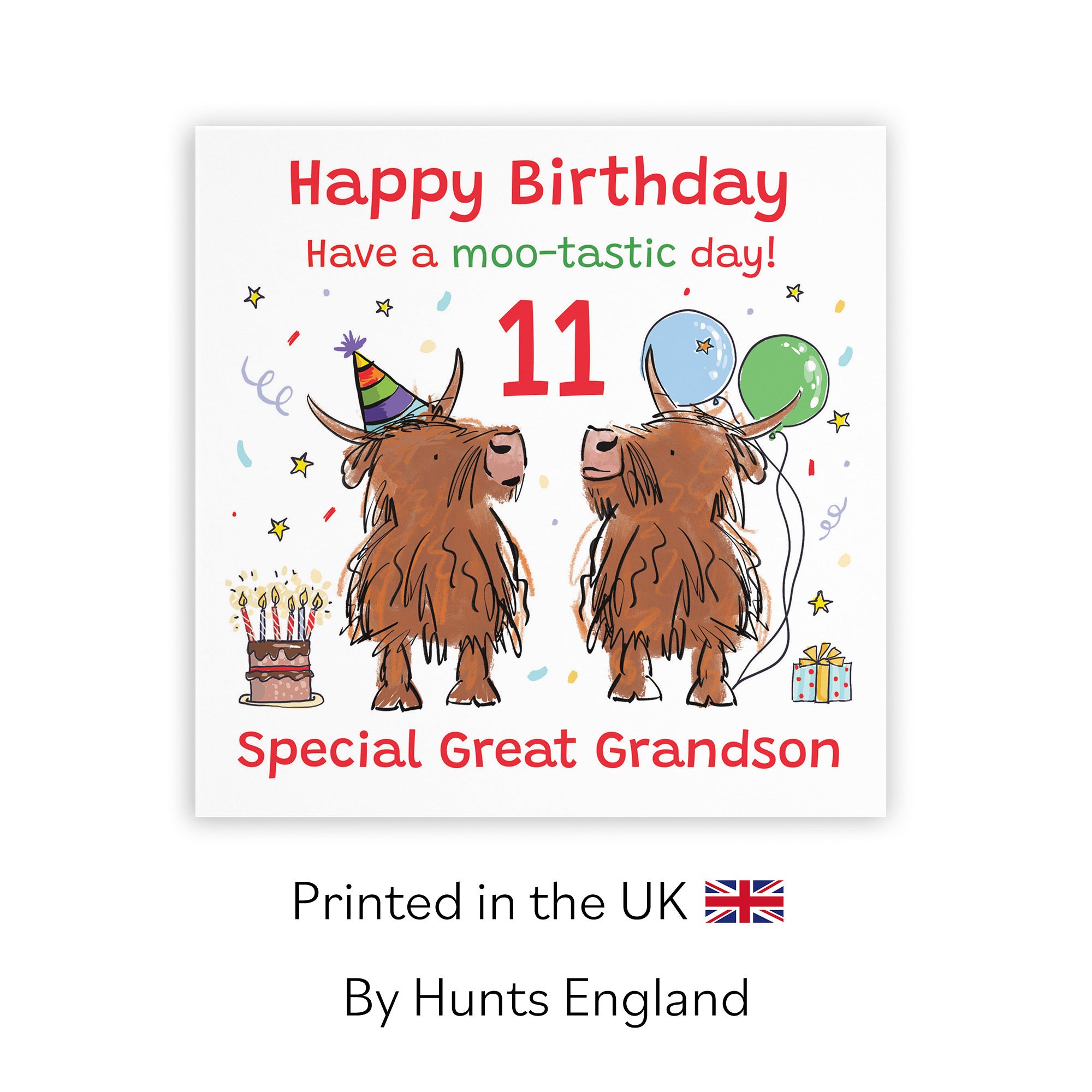 11th Great Grandson Birthday Card Highland Cows Animal Party - Default Title (RM01045)