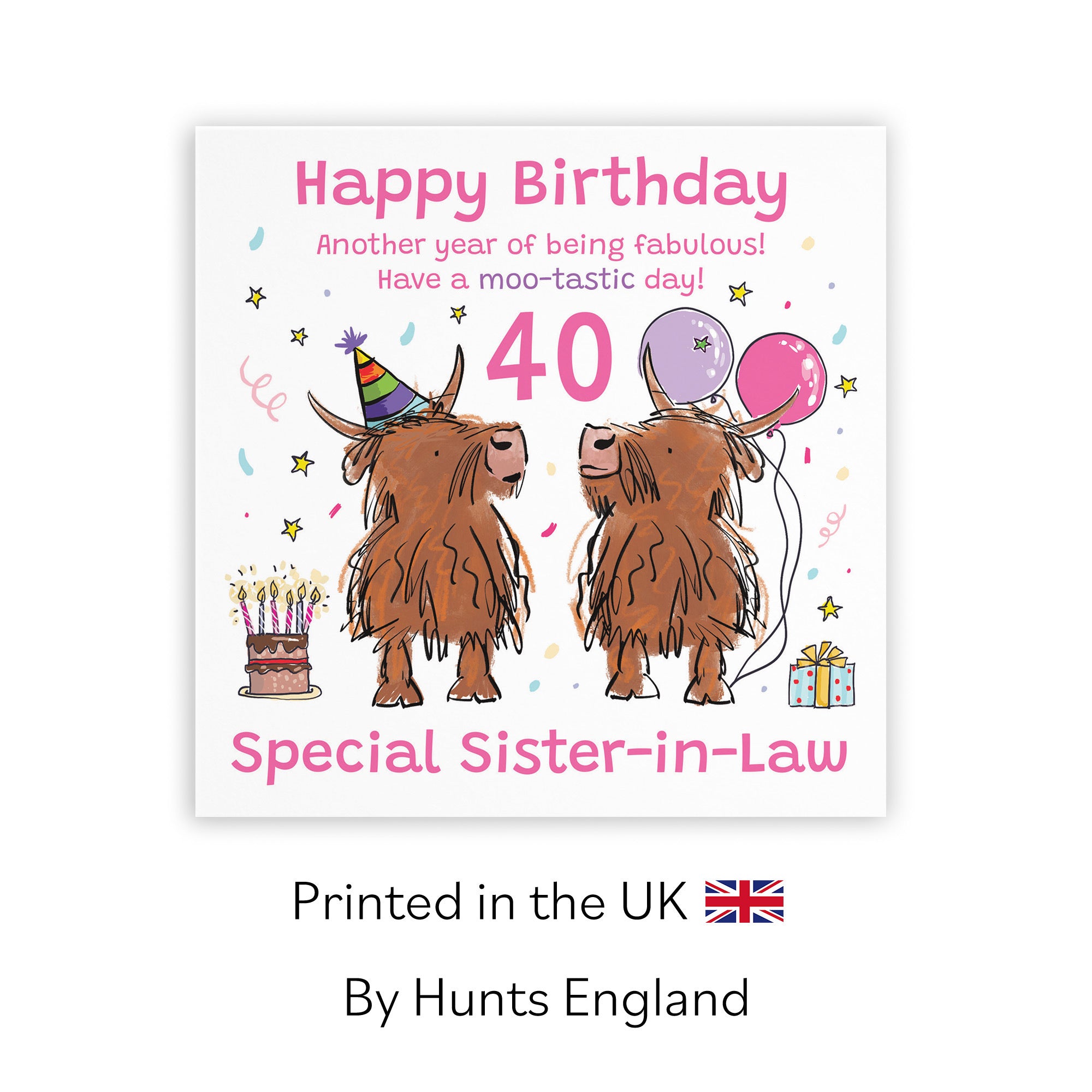 40th Sister-in-Law Birthday Card Highland Cows Animal Party - Default Title (RM01048)