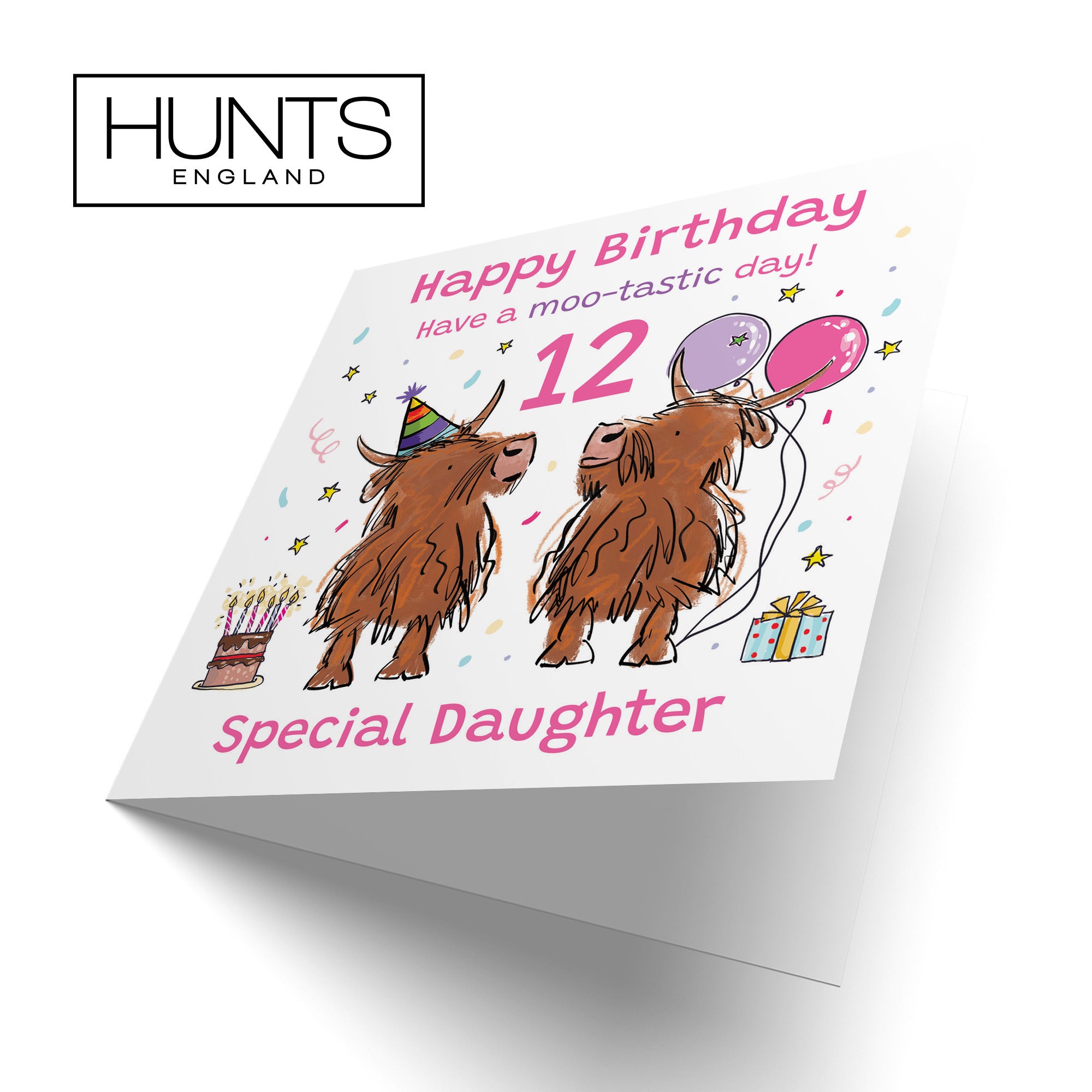 12th Daughter Birthday Card Highland Cows Animal Party - Default Title (RM01051)