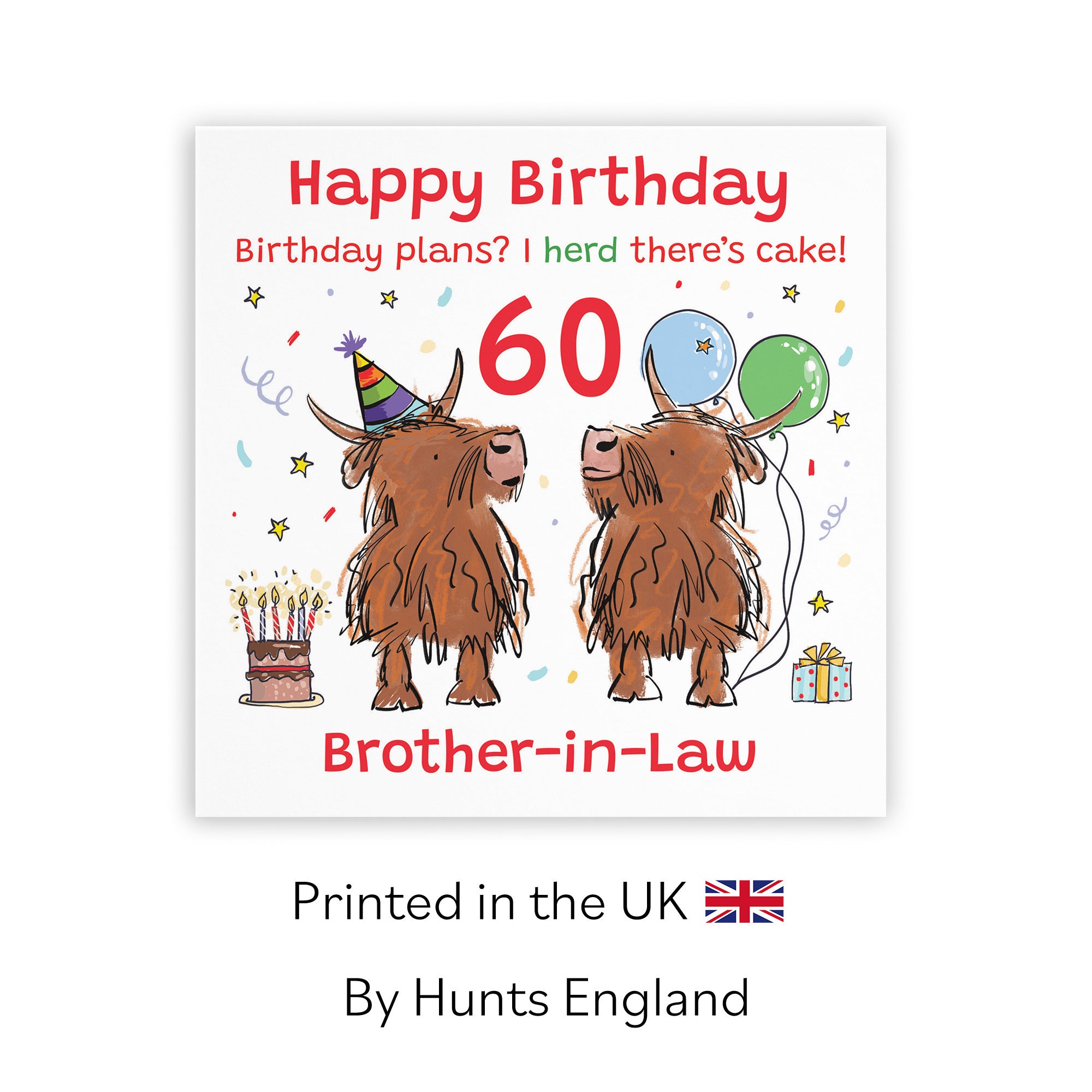 60th Brother-in-Law Birthday Card Highland Cows Animal Party - Default Title (RM01054)