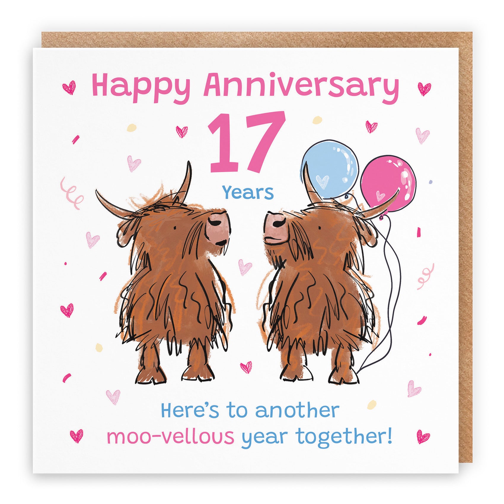 17th Anniversary Card Highland Cows Animal Party - Default Title (RM01057)