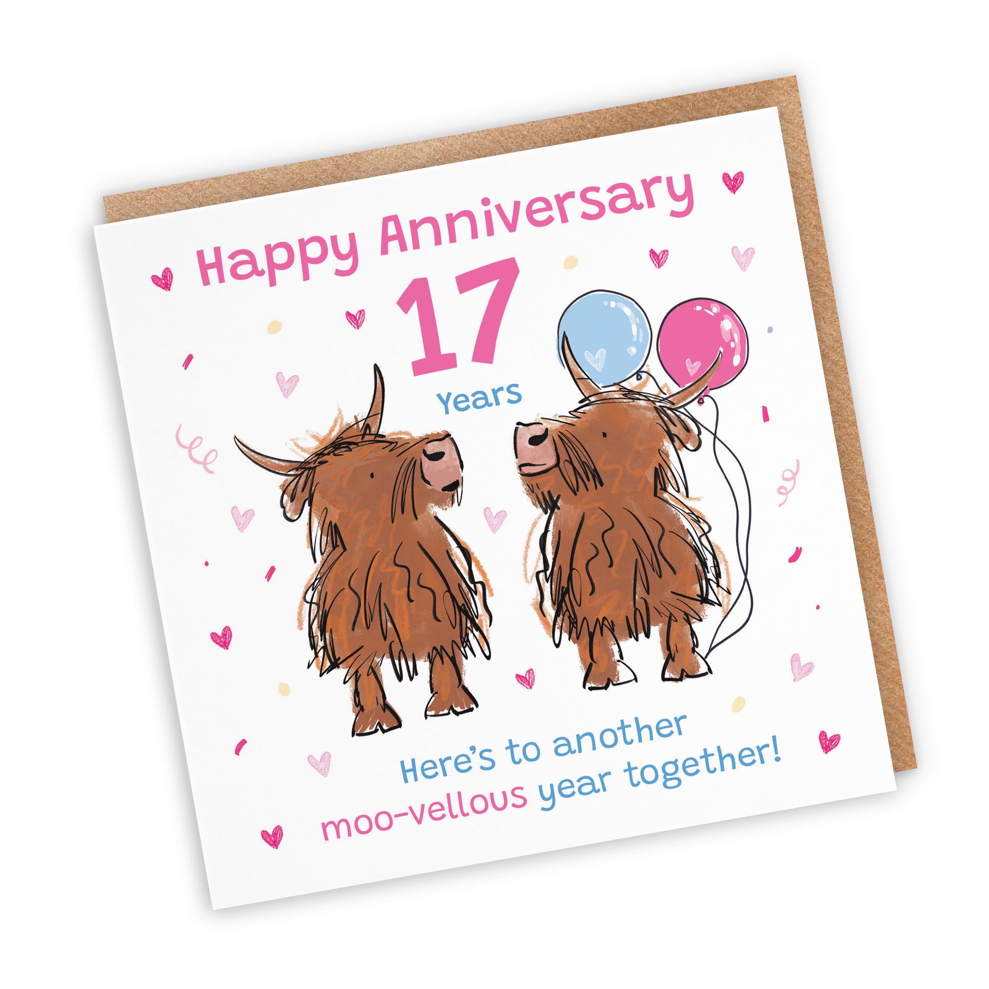 17th Anniversary Card Highland Cows Animal Party - Default Title (RM01057)