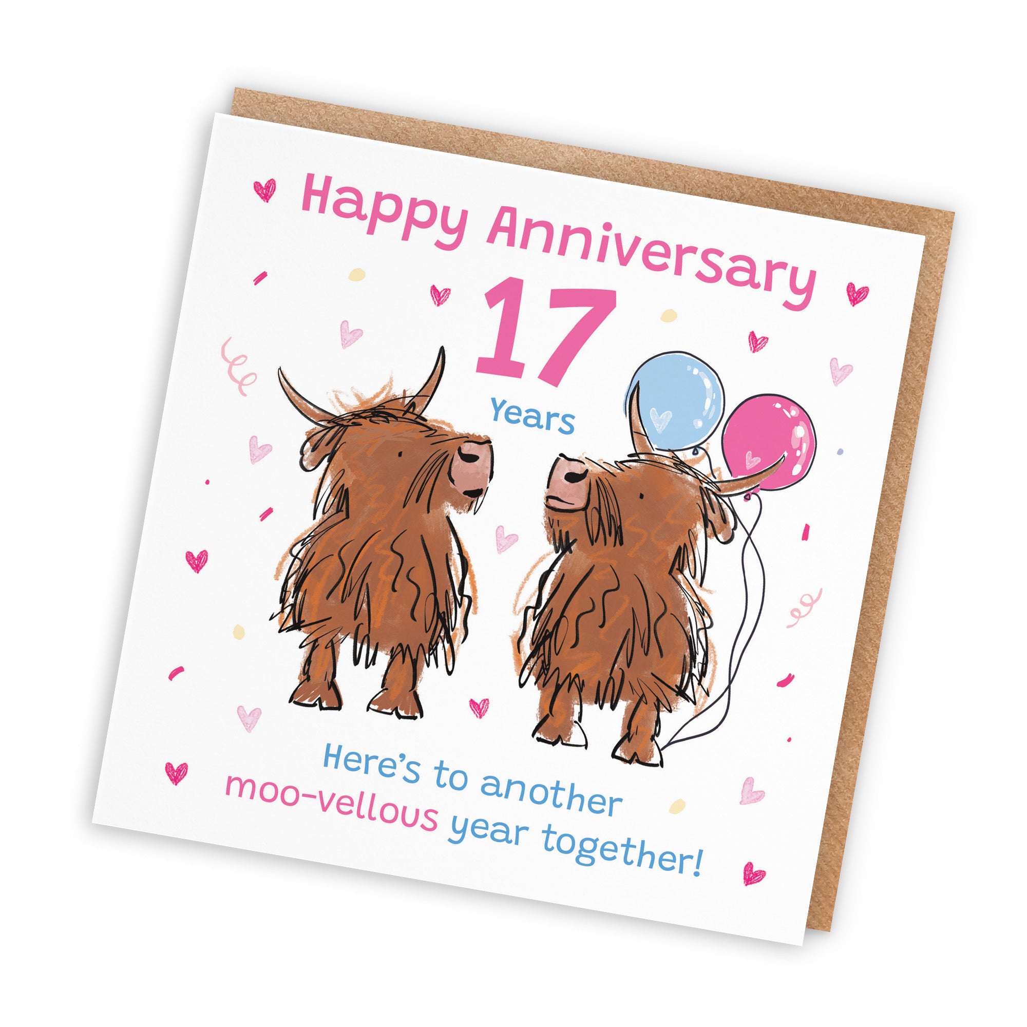 17th Anniversary Card Highland Cows Animal Party - Default Title (RM01057)