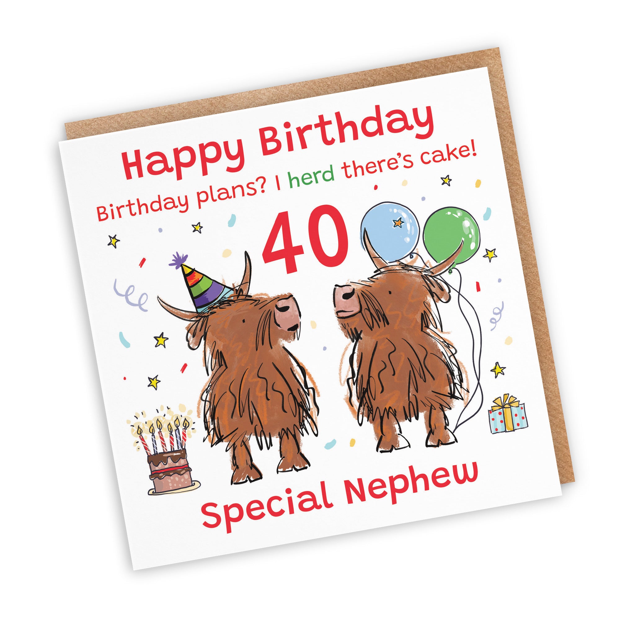40th Nephew Birthday Card Highland Cows Animal Party - Default Title (RM01060)