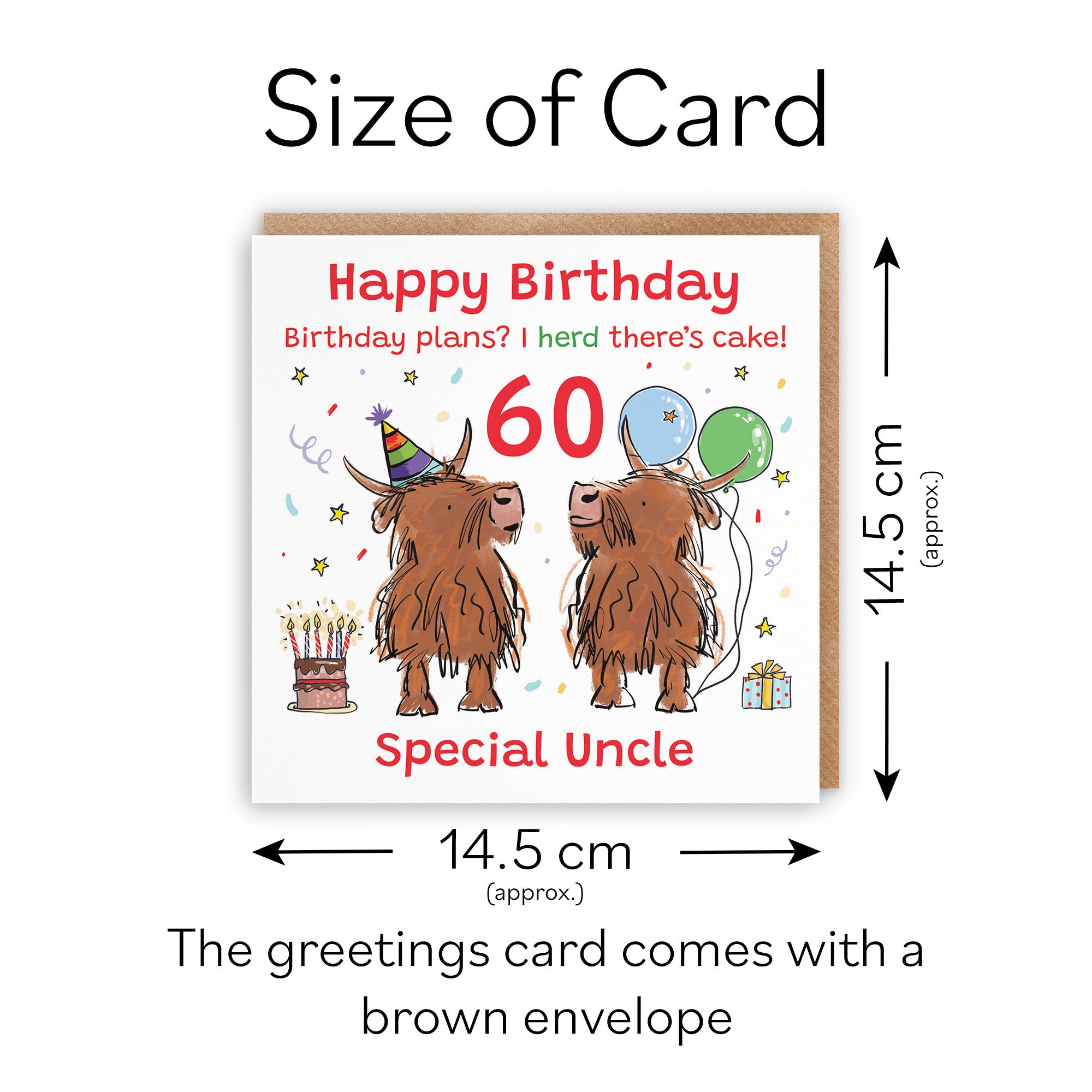 60th Uncle Birthday Card Highland Cows Animal Party - Default Title (RM01063)