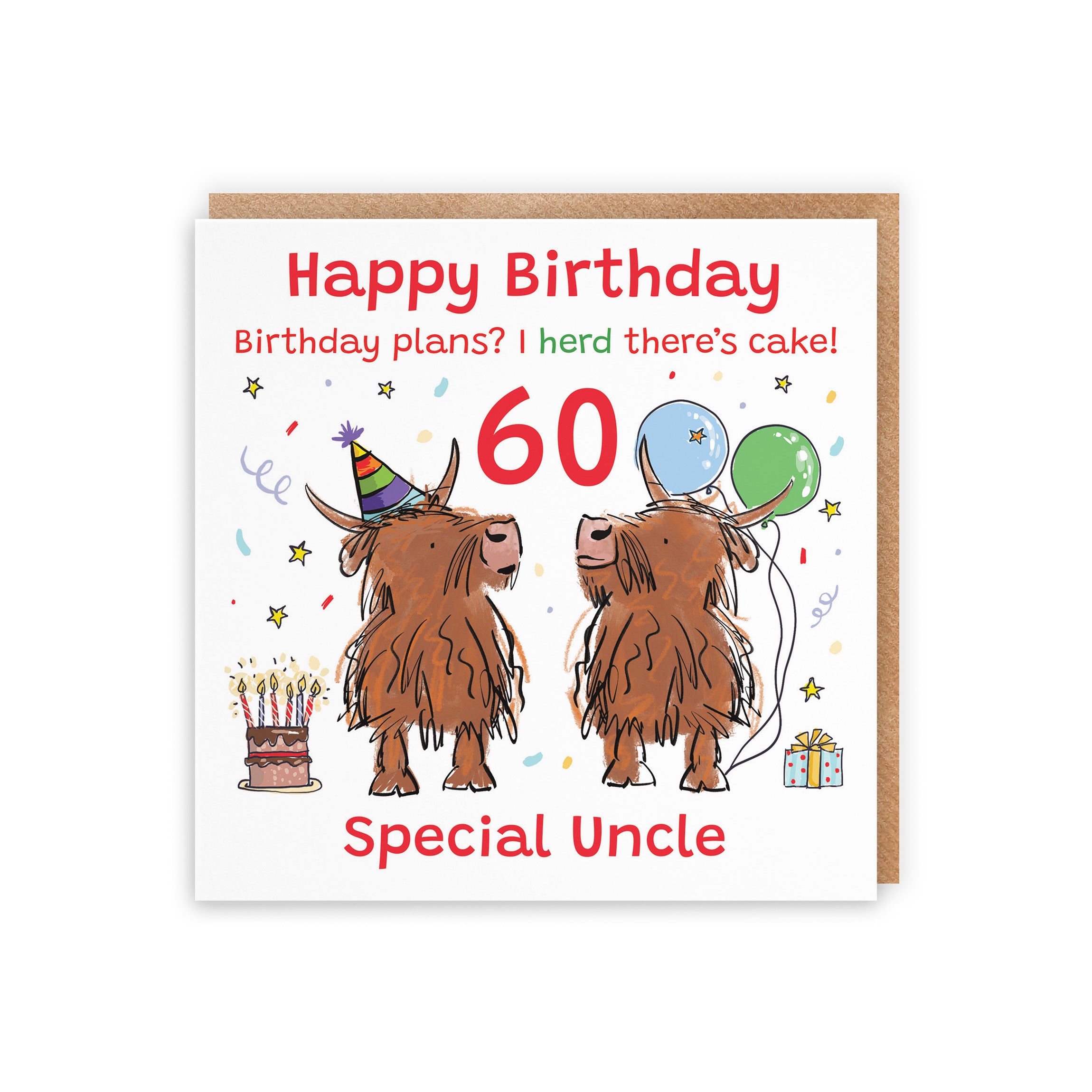 60th Uncle Birthday Card Highland Cows Animal Party - Default Title (RM01063)