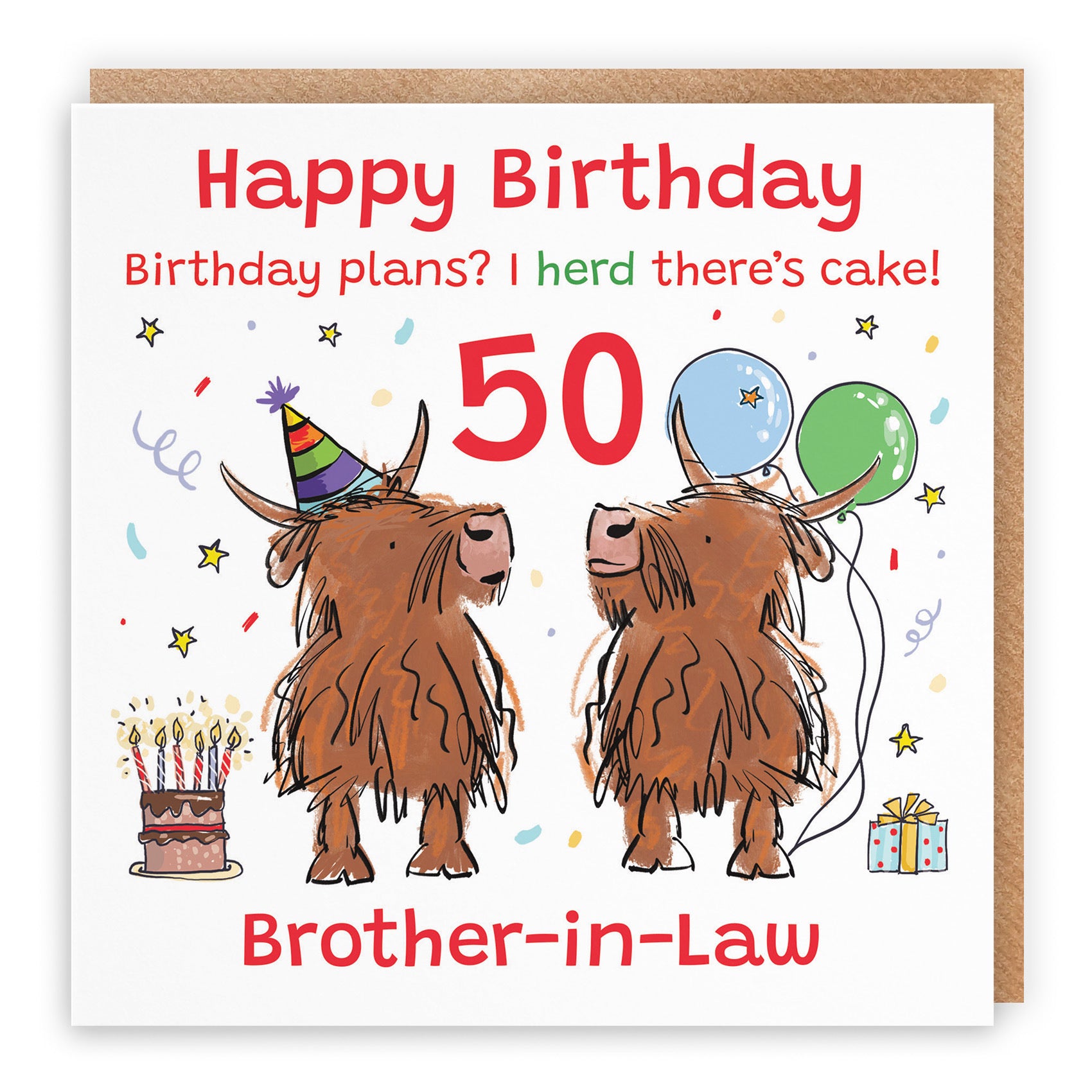50th Brother-in-Law Birthday Card Highland Cows Animal Party - Default Title (RM01065)