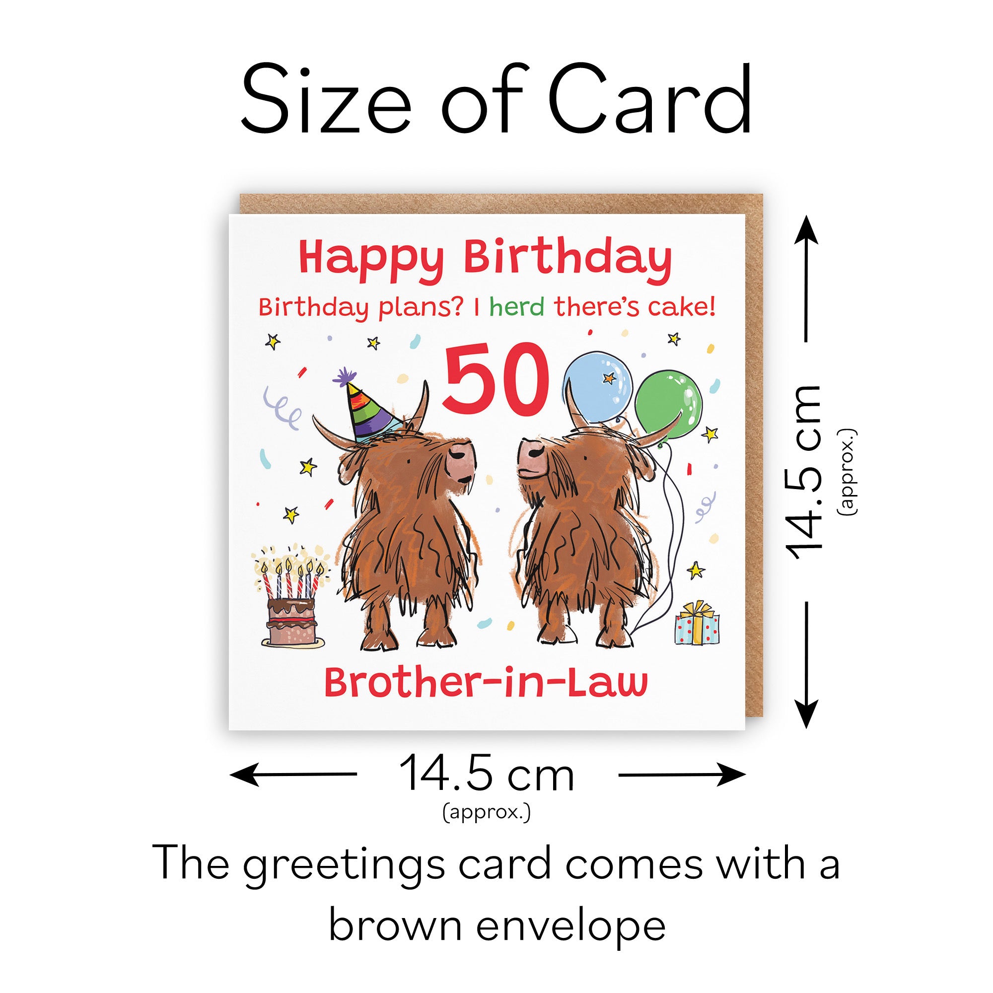 50th Brother-in-Law Birthday Card Highland Cows Animal Party - Default Title (RM01065)