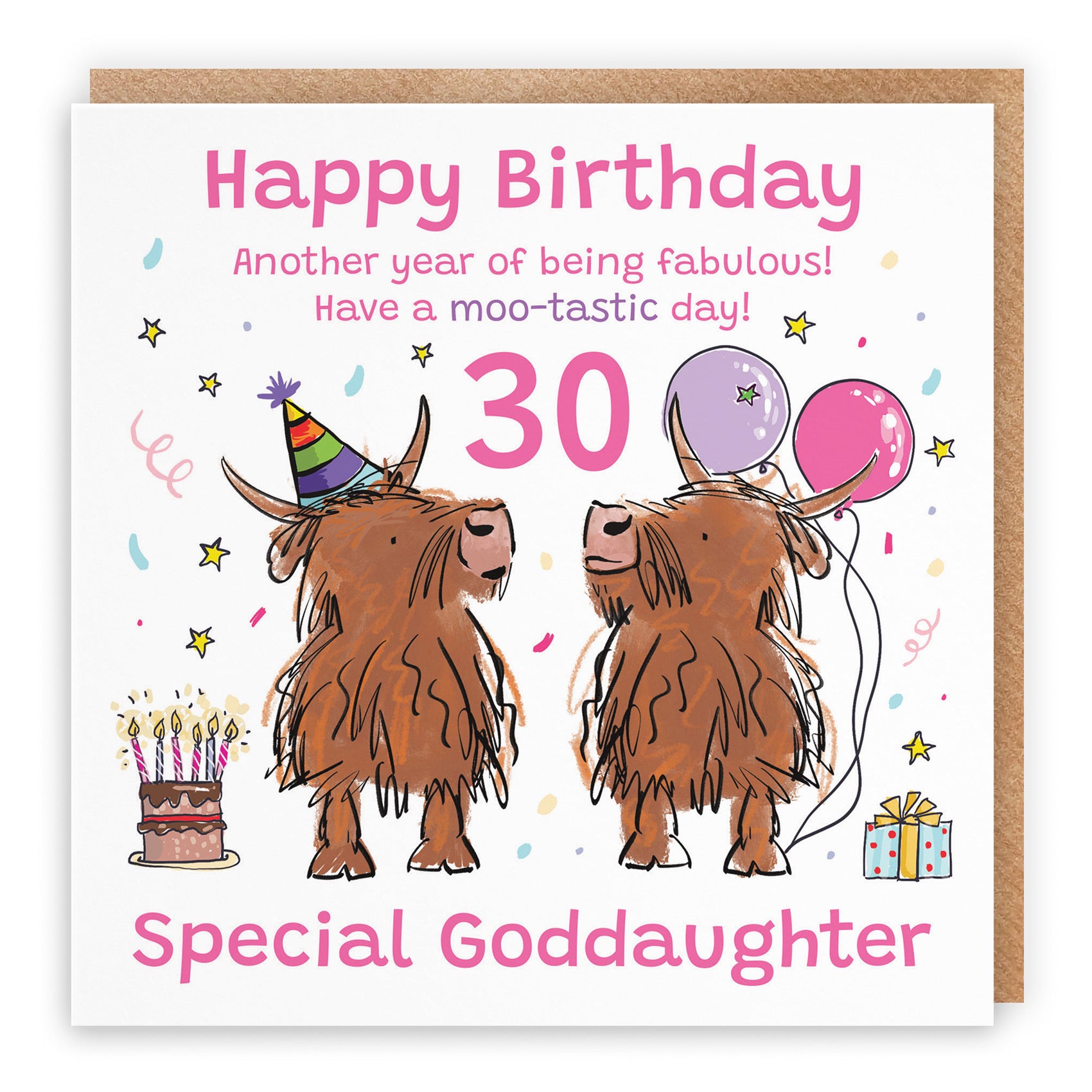 30th Goddaughter Birthday Card Highland Cows Animal Party - Default Title (RM01069)