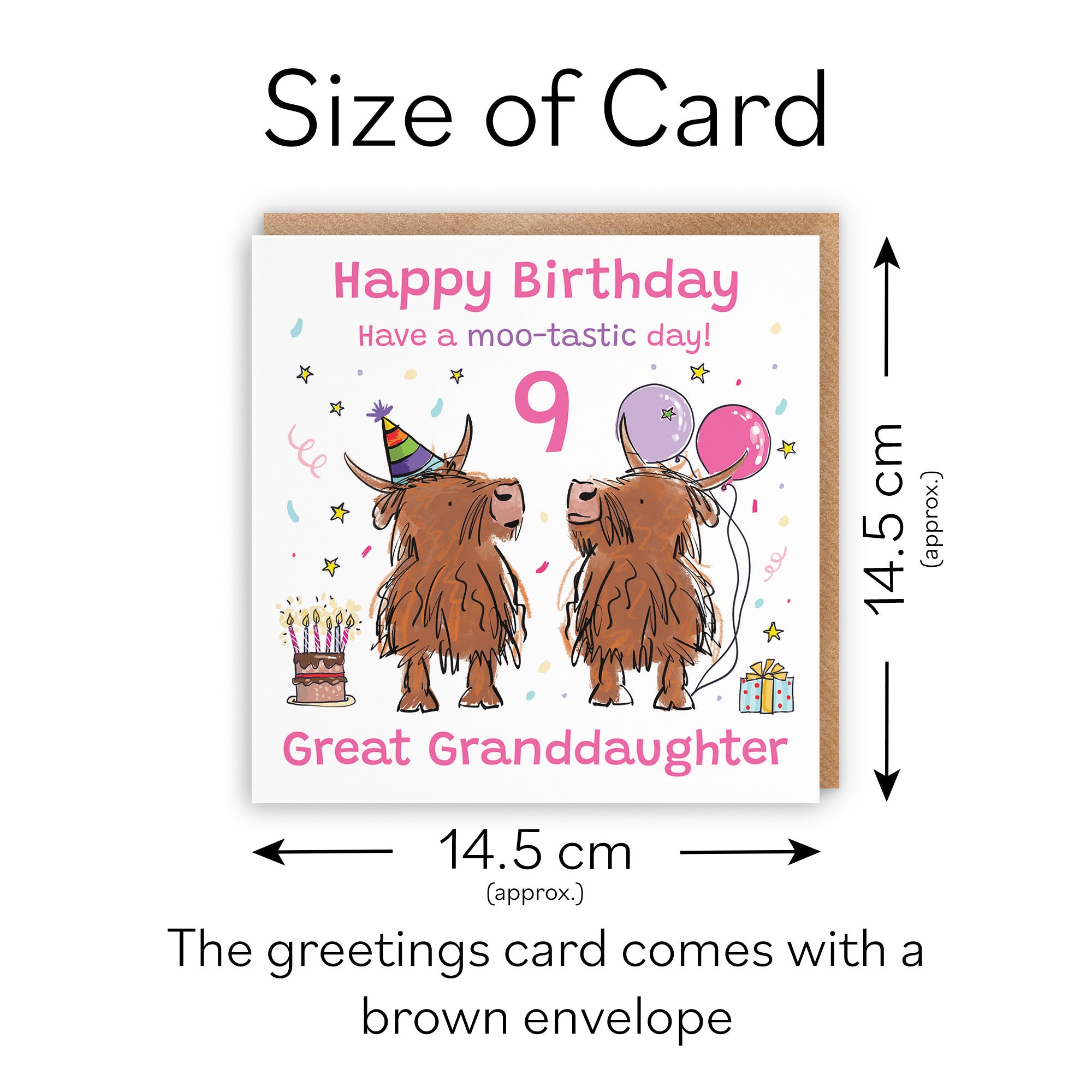 9th Great Granddaughter Birthday Card Highland Cows Animal Party - Default Title (RM01071)