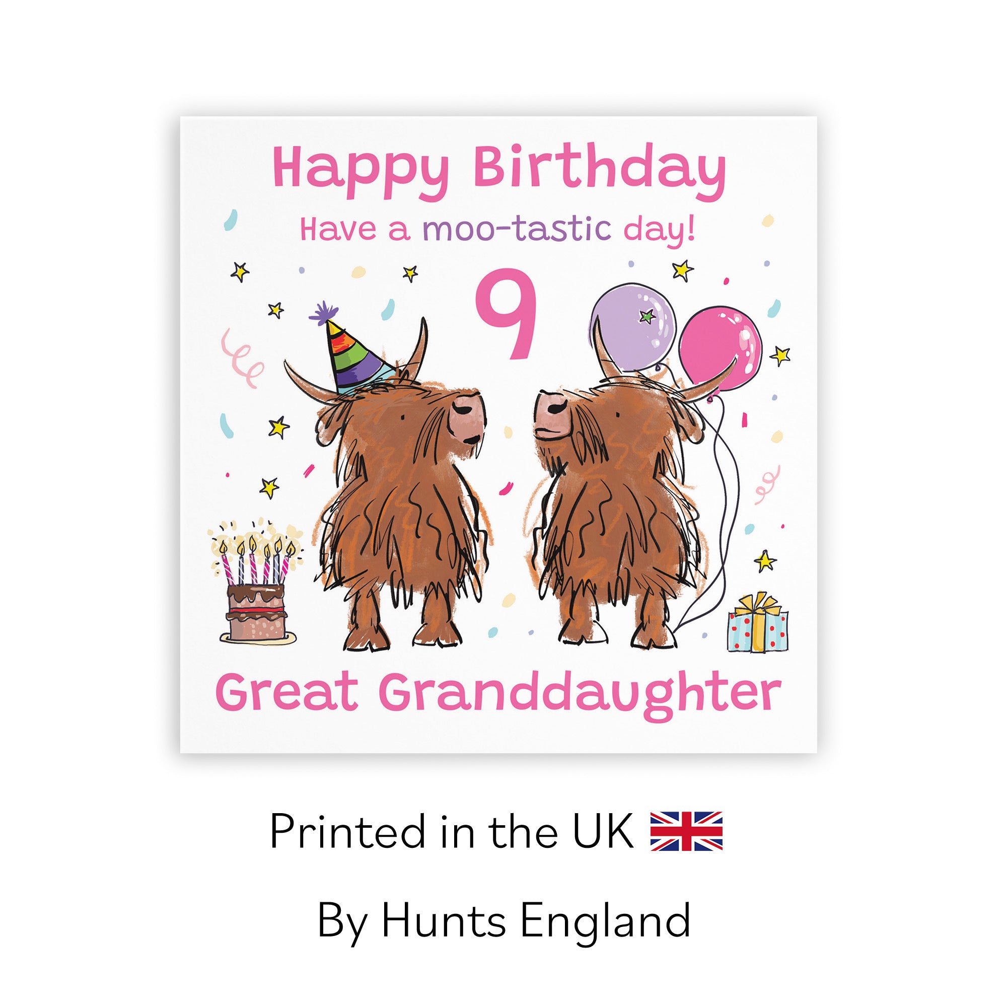 9th Great Granddaughter Birthday Card Highland Cows Animal Party - Default Title (RM01071)