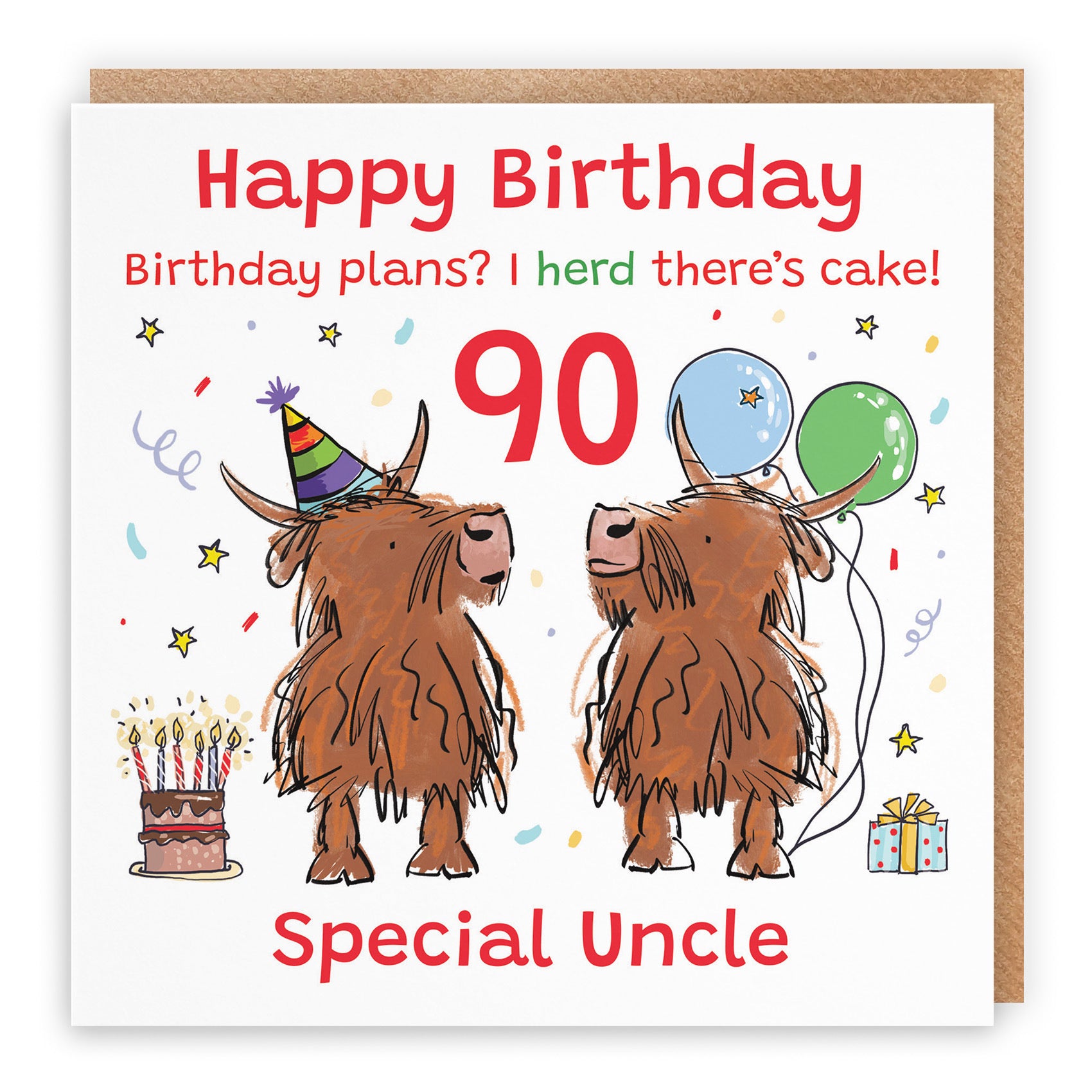 90th Uncle Birthday Card Highland Cows Animal Party - Default Title (RM01072)