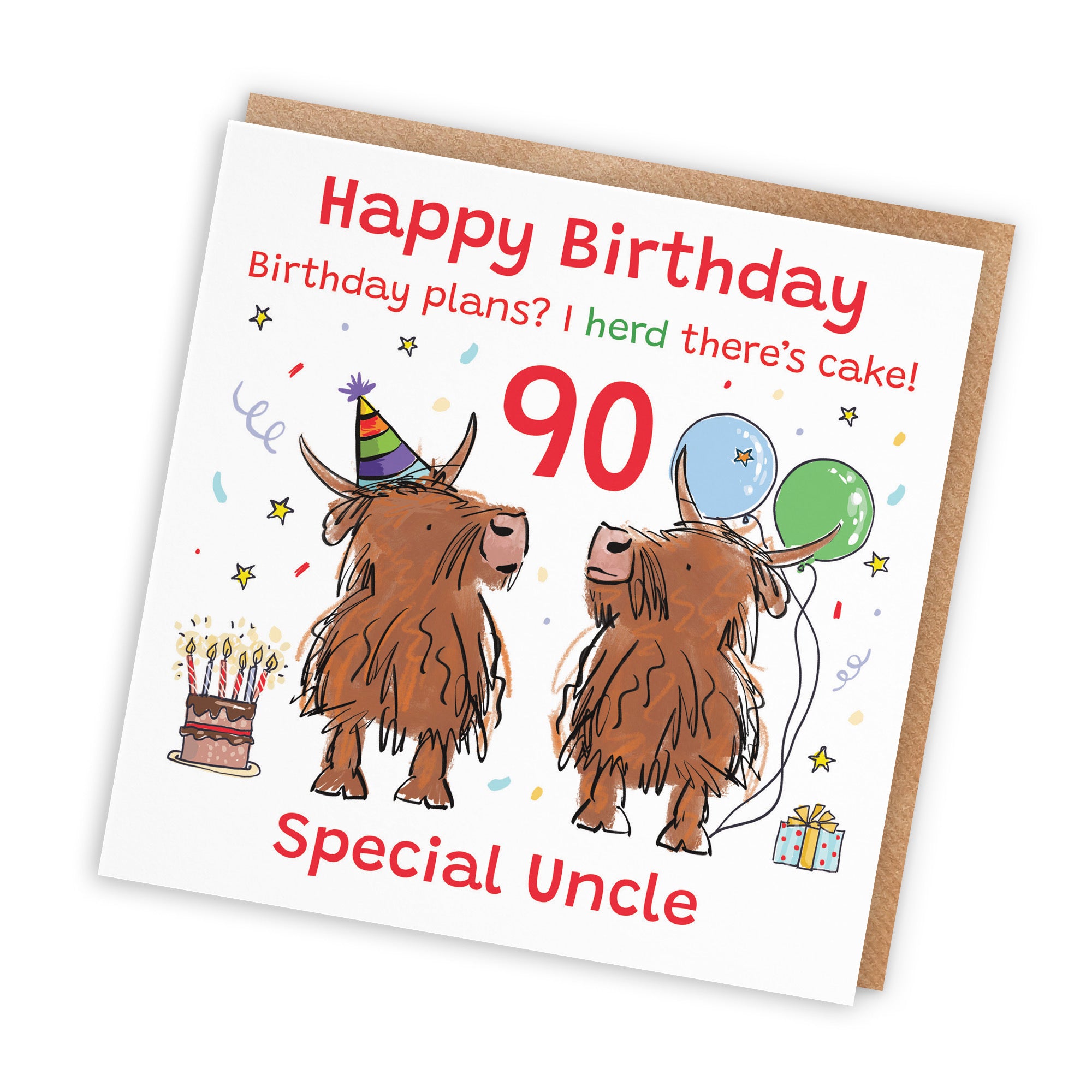 90th Uncle Birthday Card Highland Cows Animal Party - Default Title (RM01072)