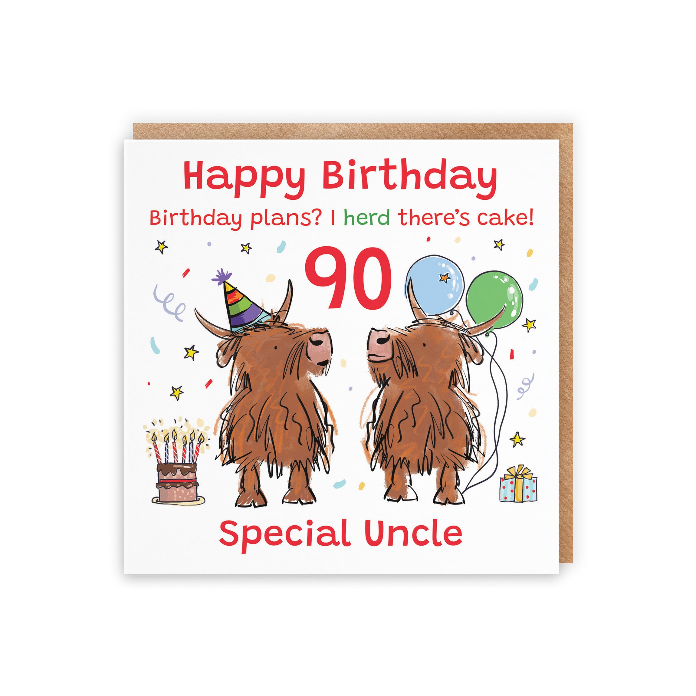 90th Uncle Birthday Card Highland Cows Animal Party - Default Title (RM01072)