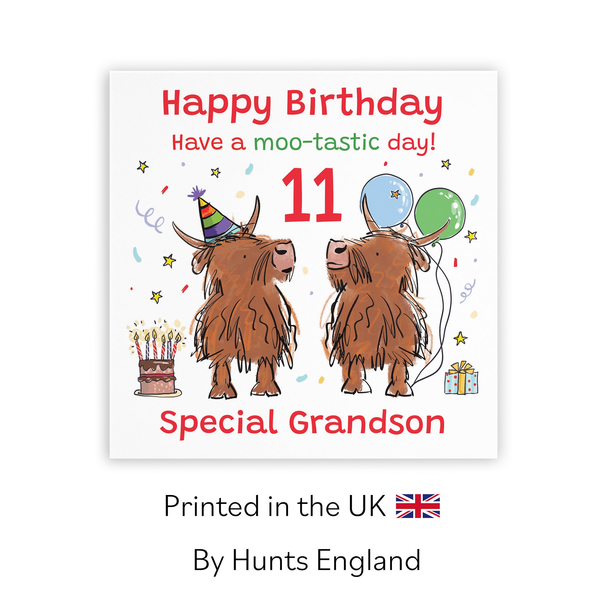 11th Grandson Birthday Card Highland Cows Animal Party - Default Title (RM01073)