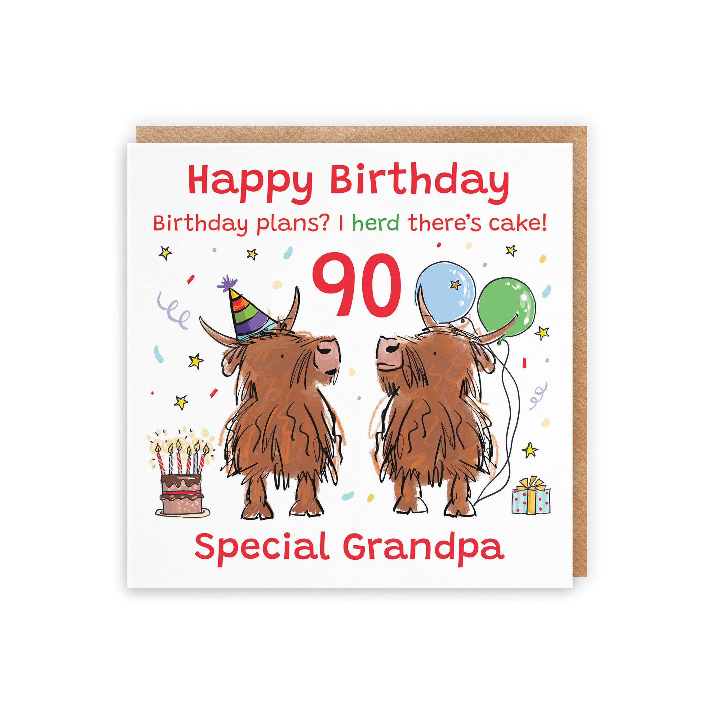 90th Grandpa Birthday Card Highland Cows Animal Party - Default Title (RM01075)