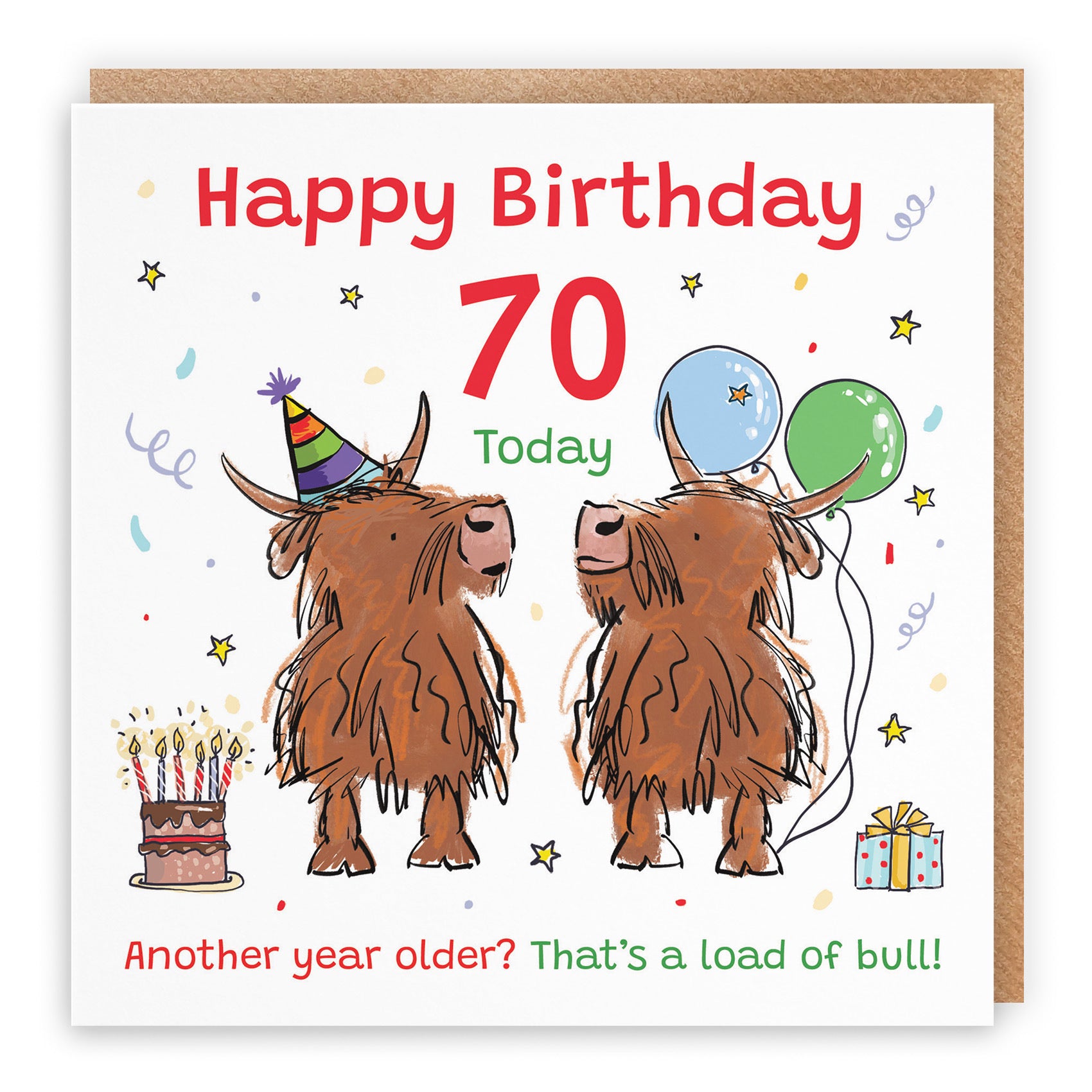 70th Birthday Card Highland Cows Animal Party - Default Title (RM01078)
