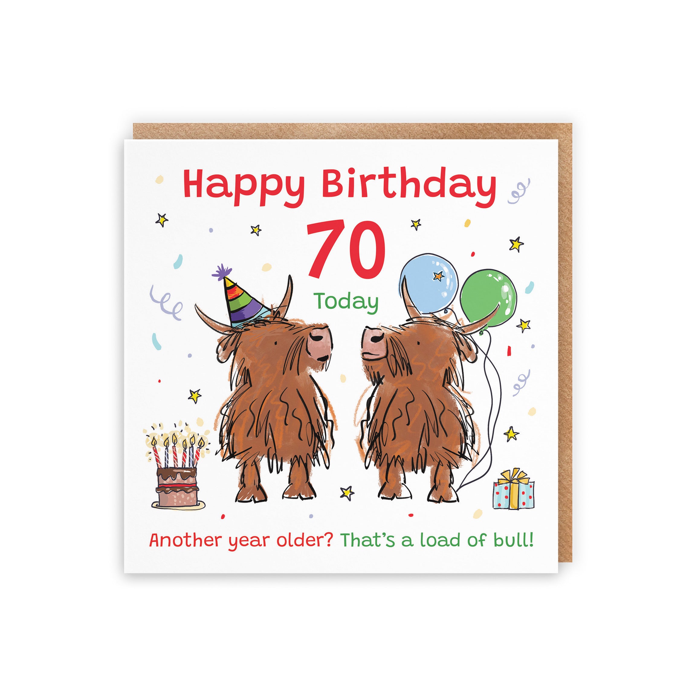 70th Birthday Card Highland Cows Animal Party - Default Title (RM01078)