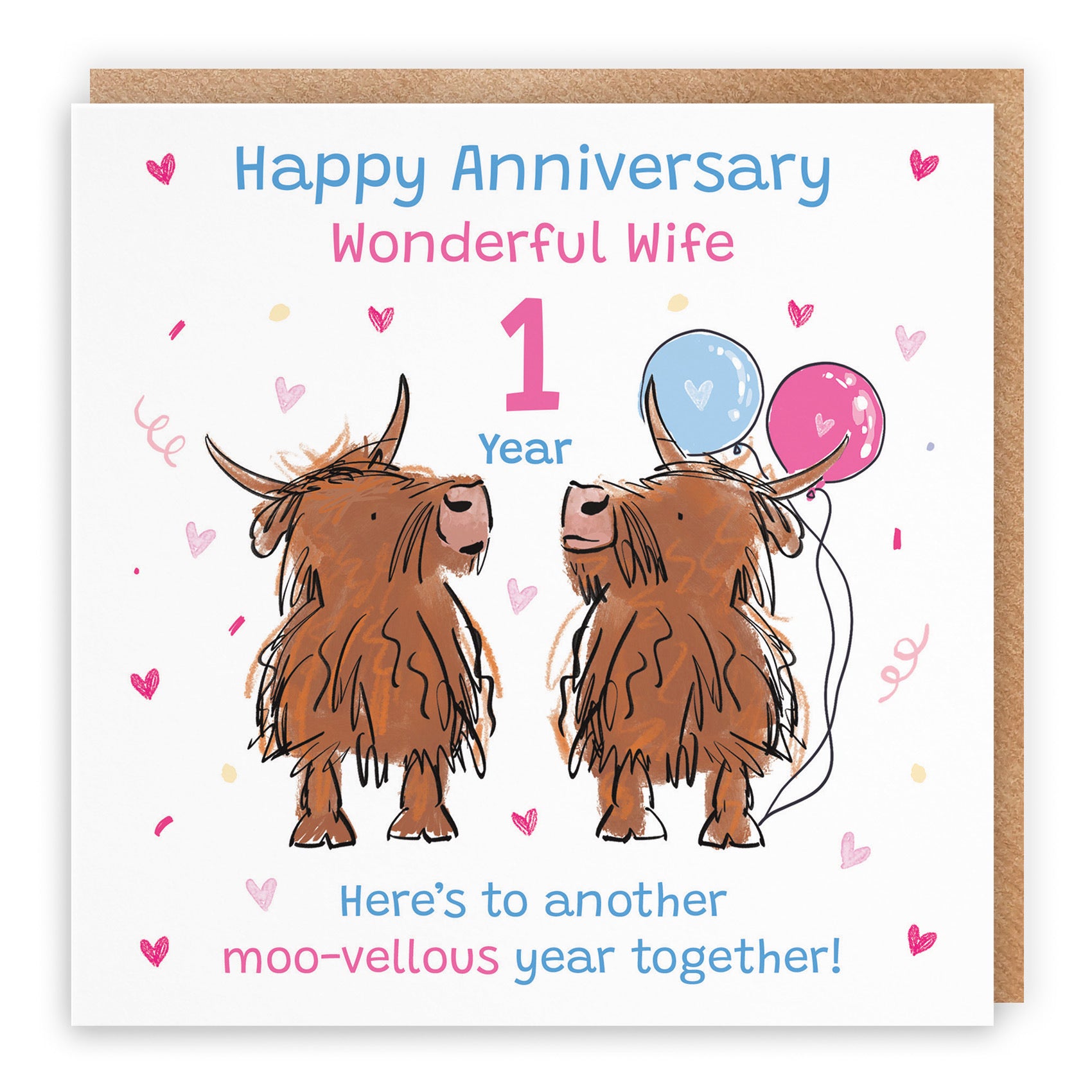 1st Wife Anniversary Card Highland Cows Animal Party - Default Title (RM01079)
