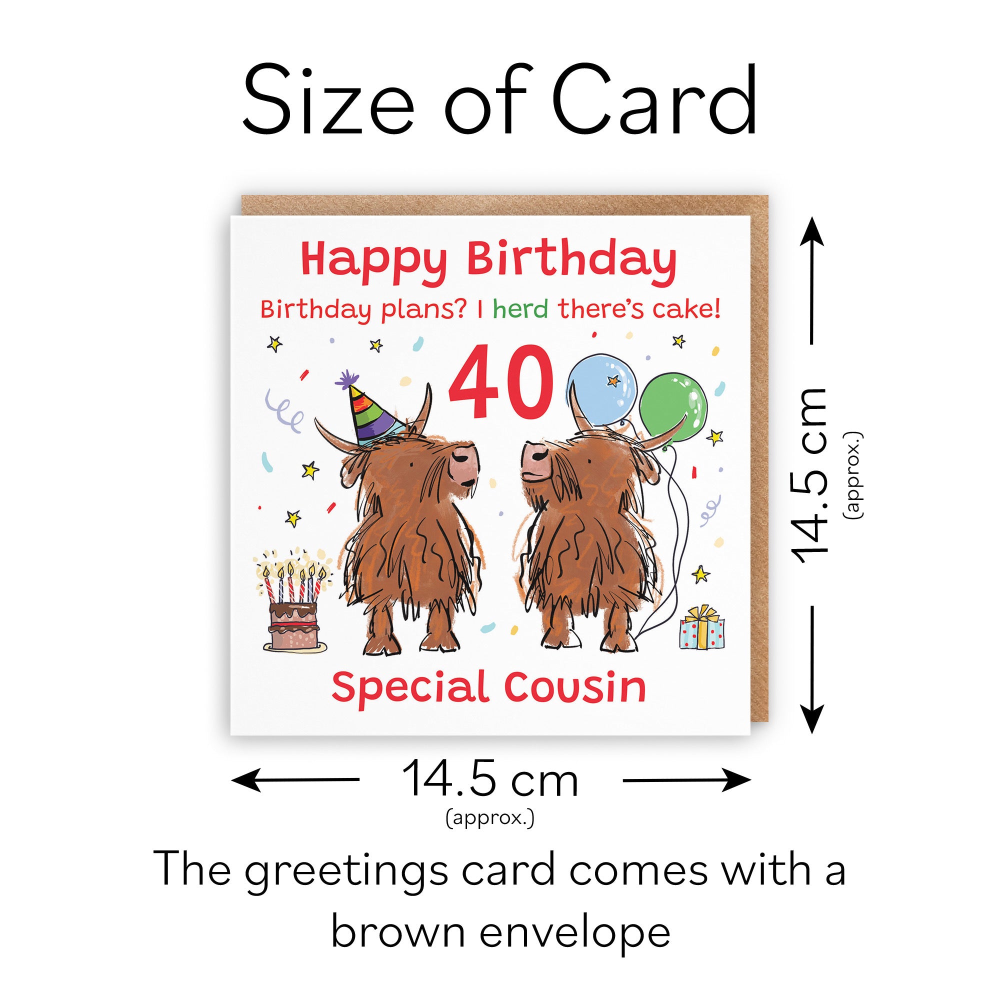 40th Cousin Birthday Card Highland Cows Animal Party - Default Title (RM01086)