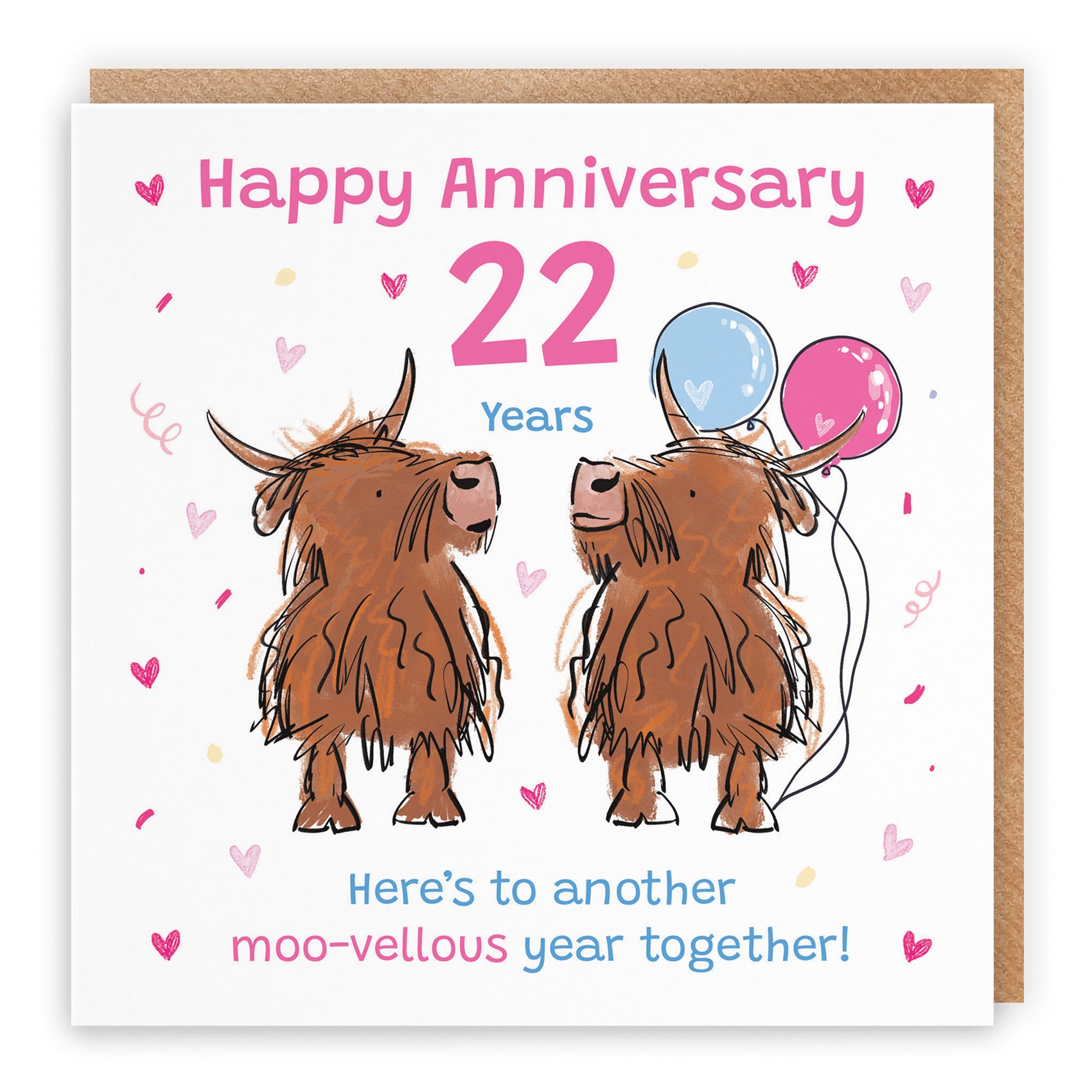 22nd Anniversary Card Highland Cows Animal Party - Default Title (RM01092)
