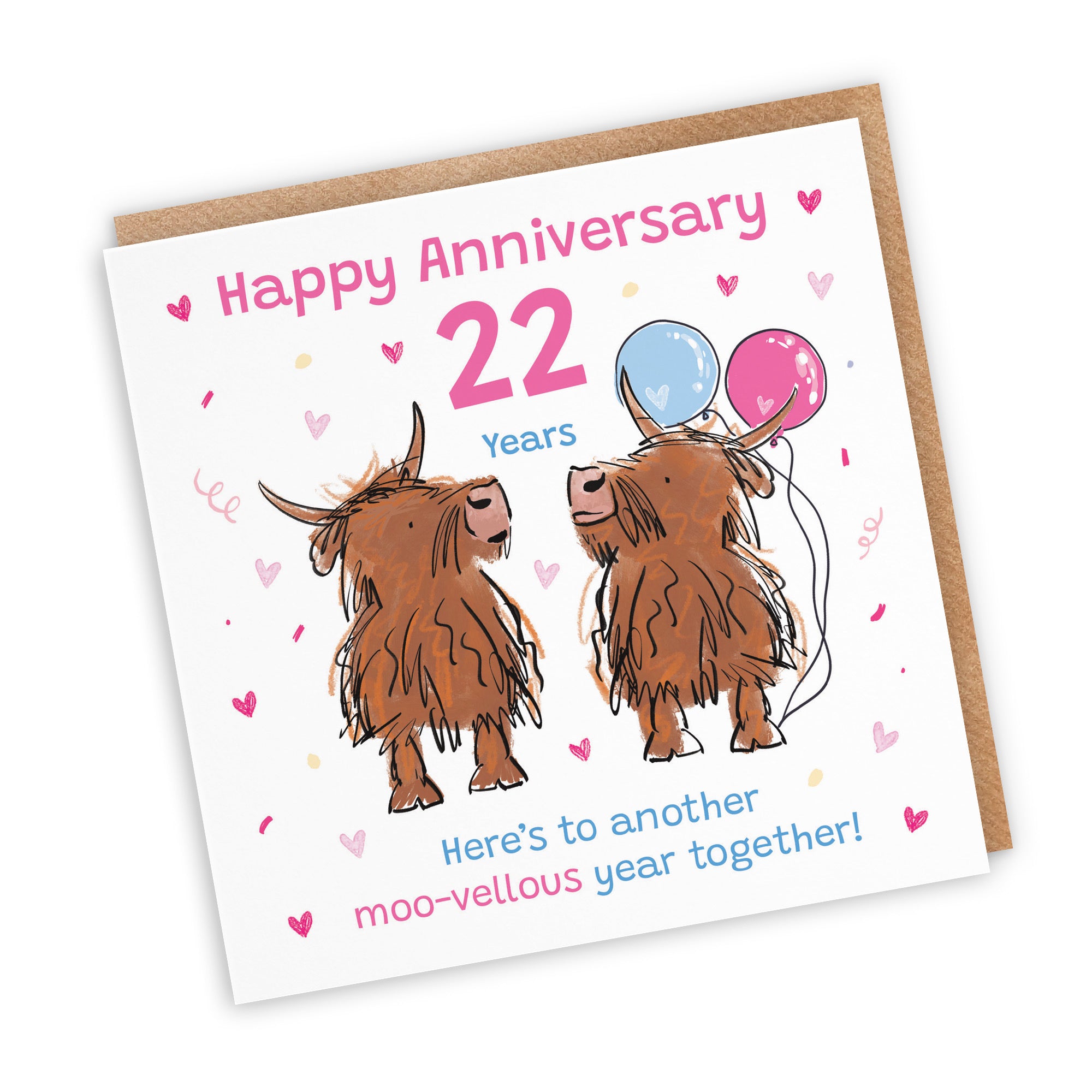 22nd Anniversary Card Highland Cows Animal Party - Default Title (RM01092)