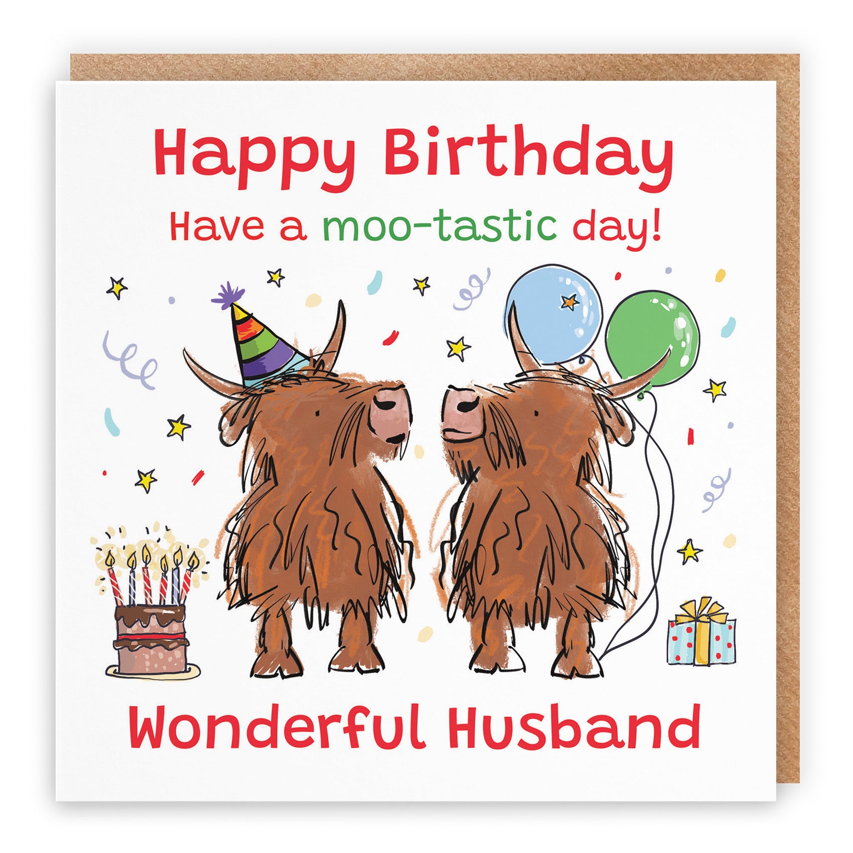 Husband Birthday Card Highland Cows Animal Party - Default Title (RM01097)