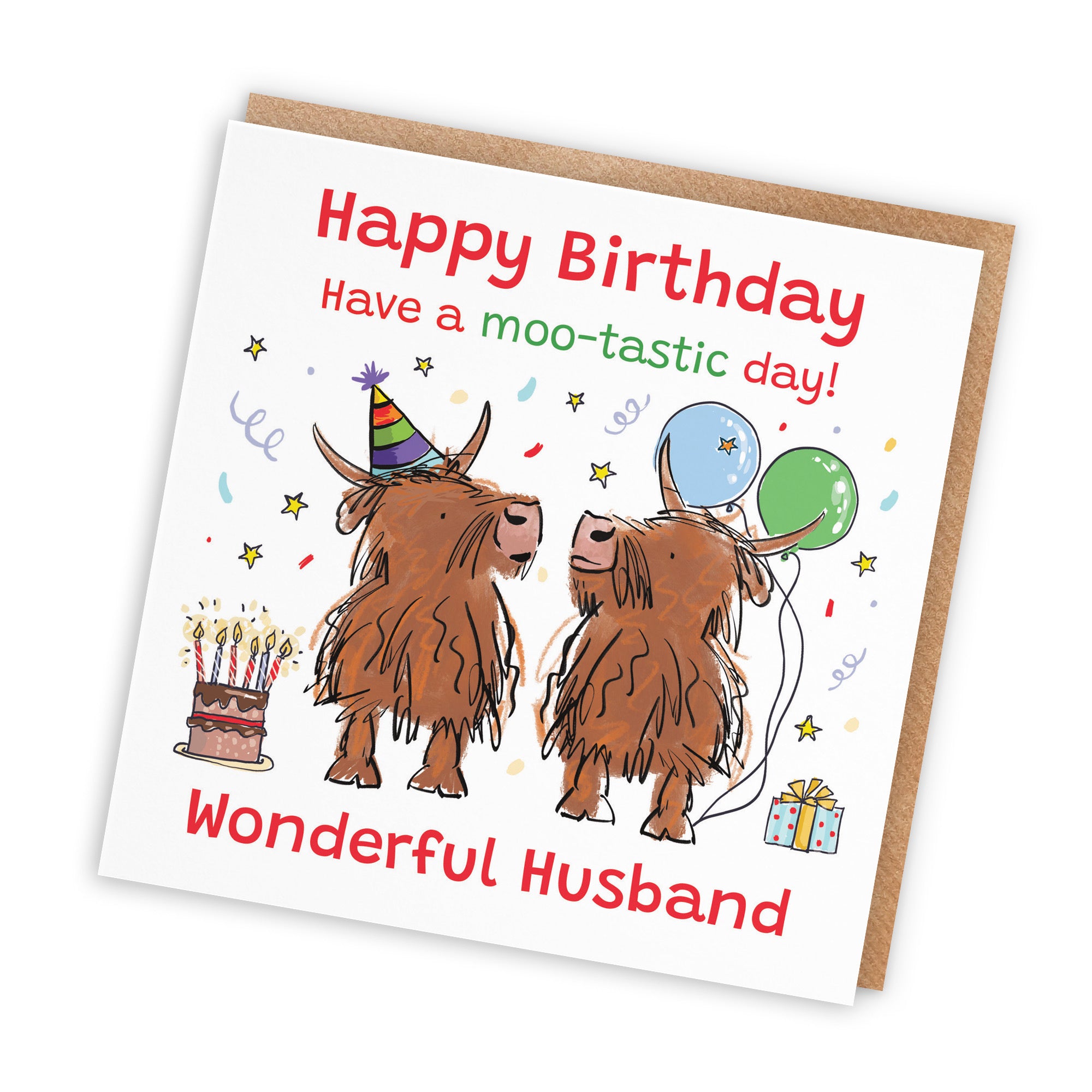 Husband Birthday Card Highland Cows Animal Party - Default Title (RM01097)