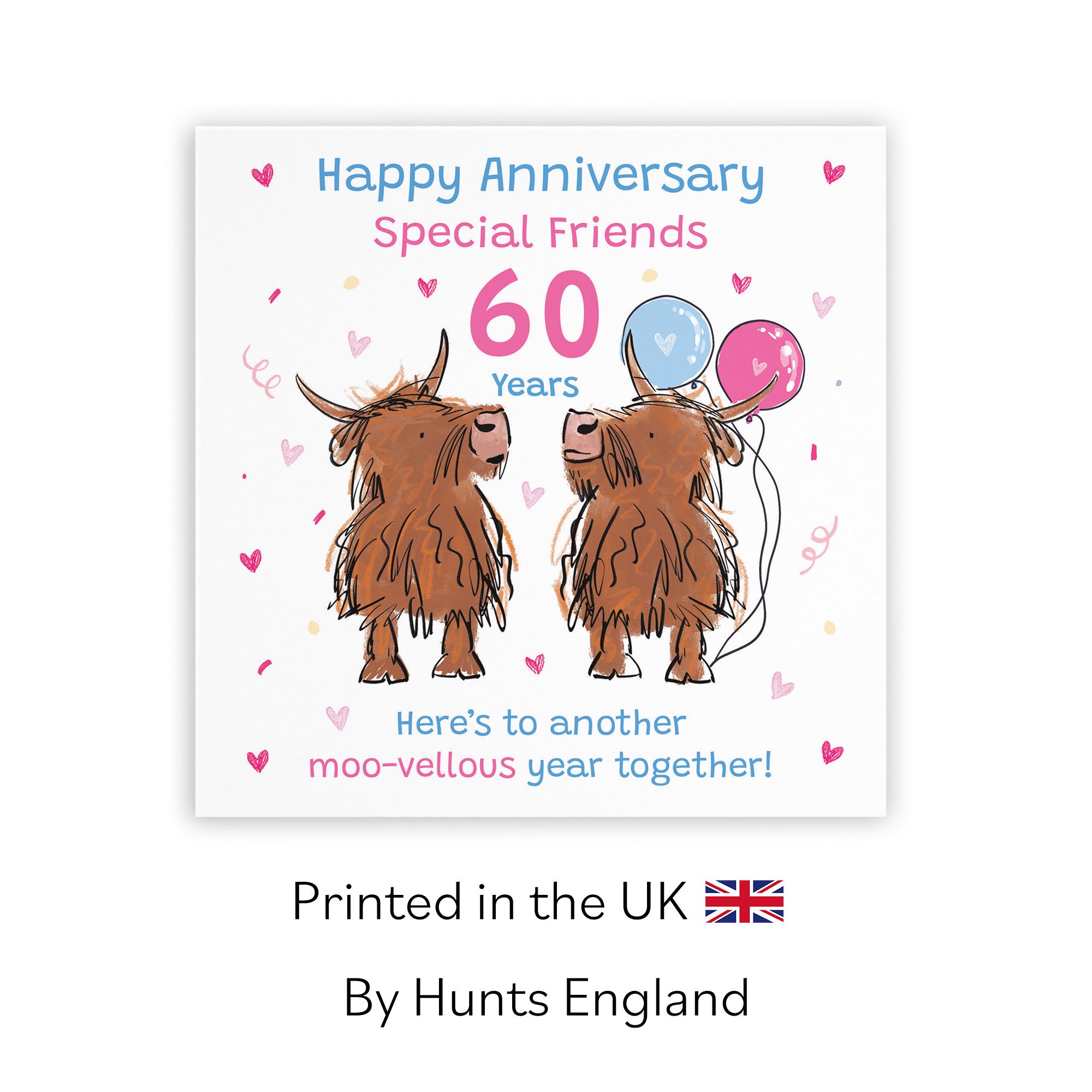 60th Friends Anniversary Card Highland Cows Animal Party - Default Title (RM01098)