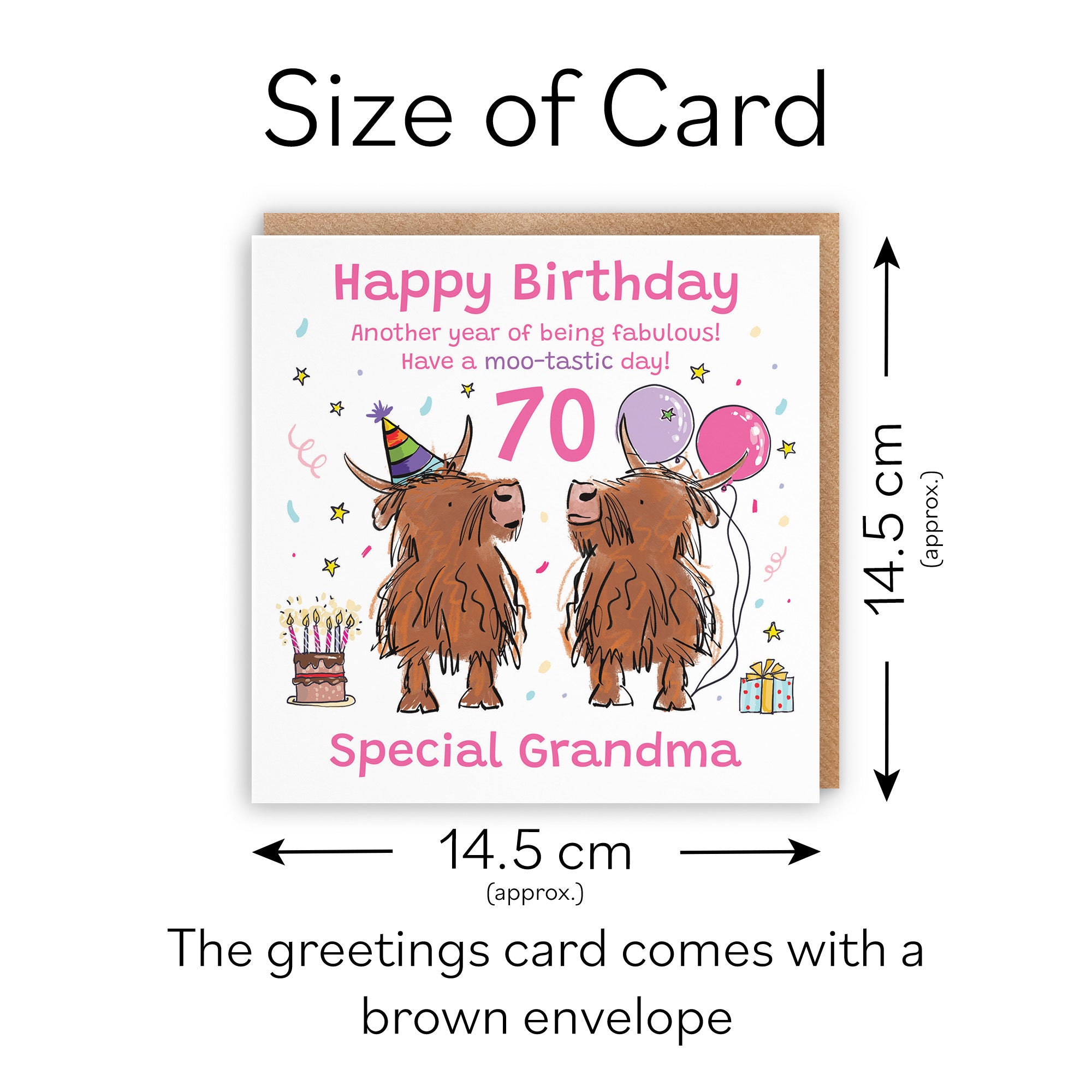 70th Grandma Birthday Card Highland Cows Animal Party - Default Title (RM01100)