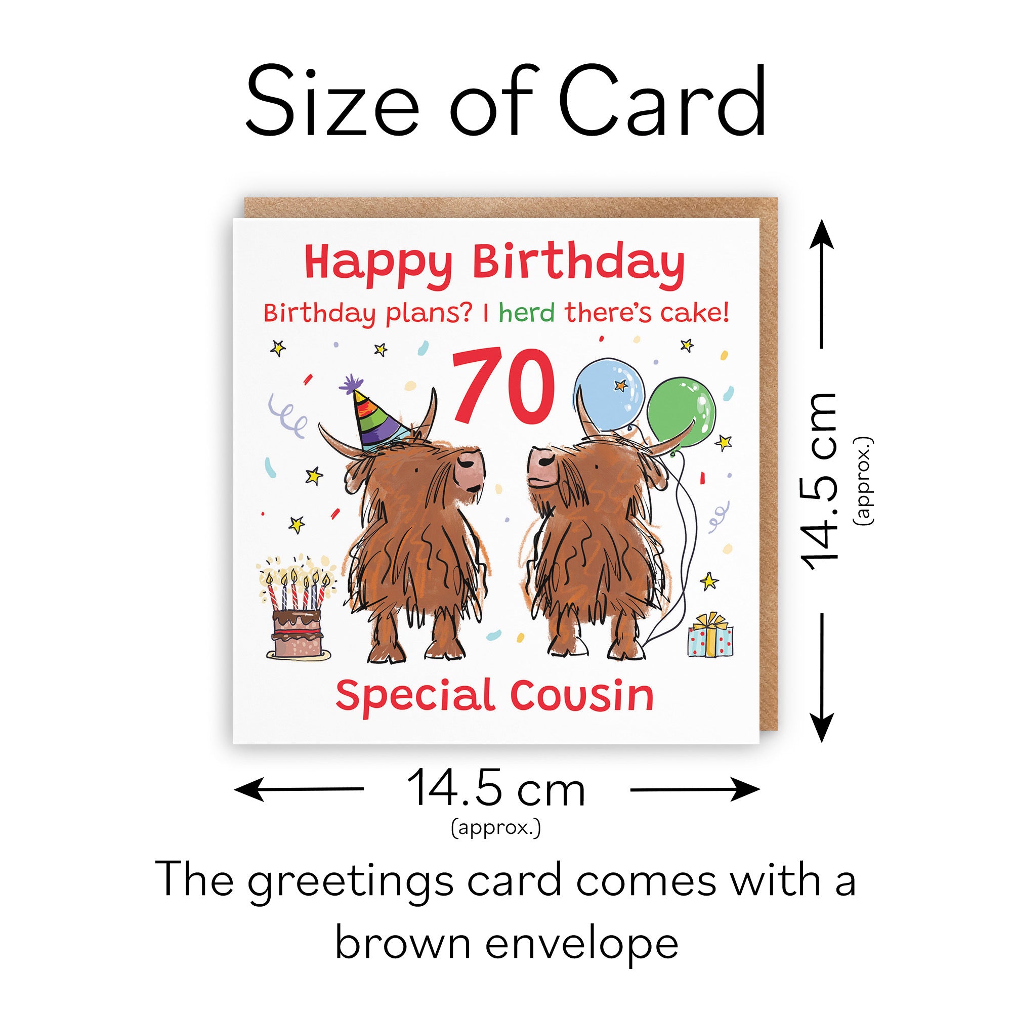70th Cousin Birthday Card Highland Cows Animal Party - Default Title (RM01106)