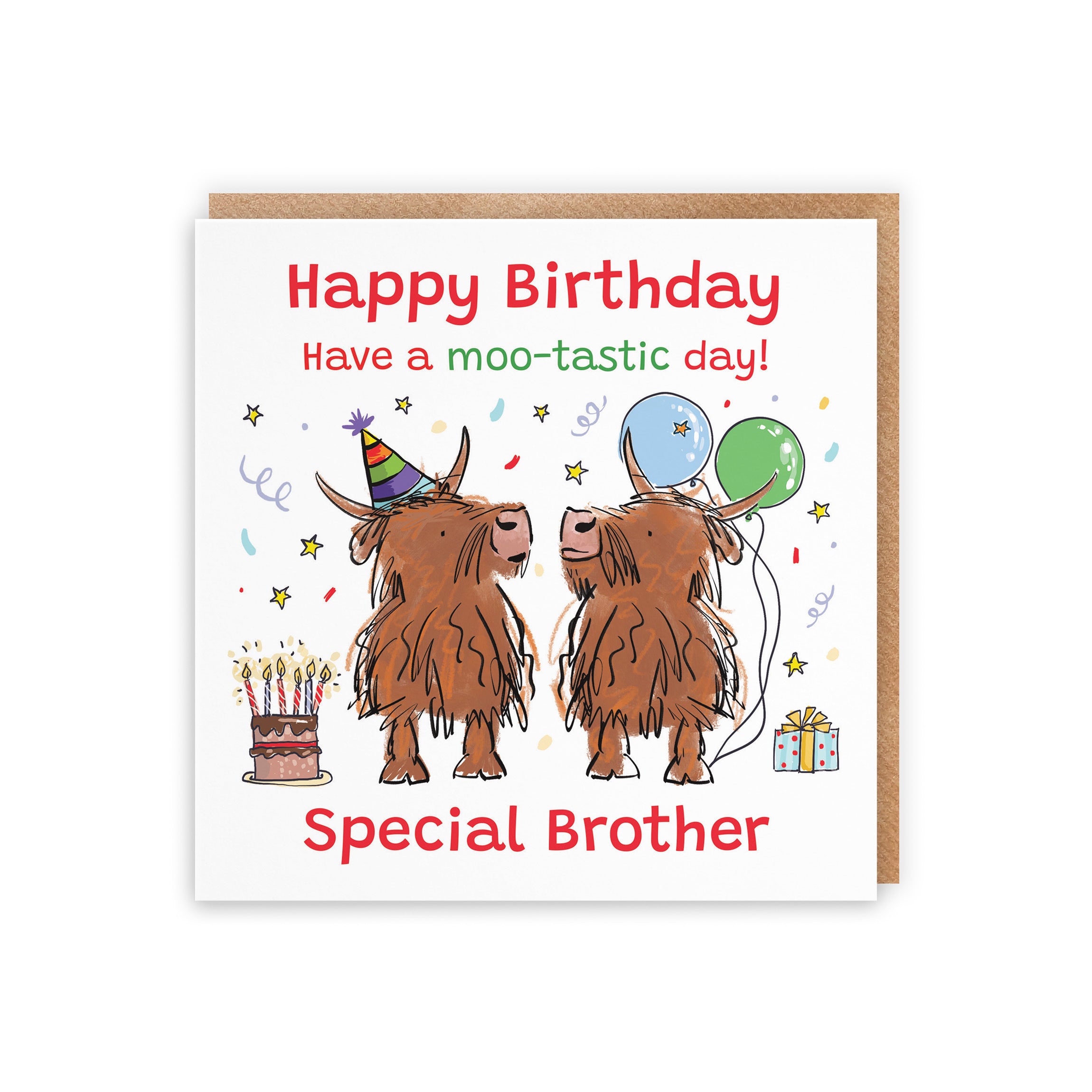 Brother Birthday Card Highland Cows Animal Party - Default Title (RM01110)