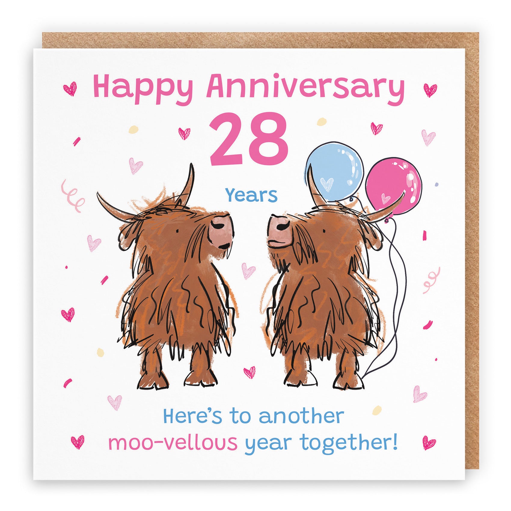 28th Anniversary Card Highland Cows Animal Party - Default Title (RM01112)