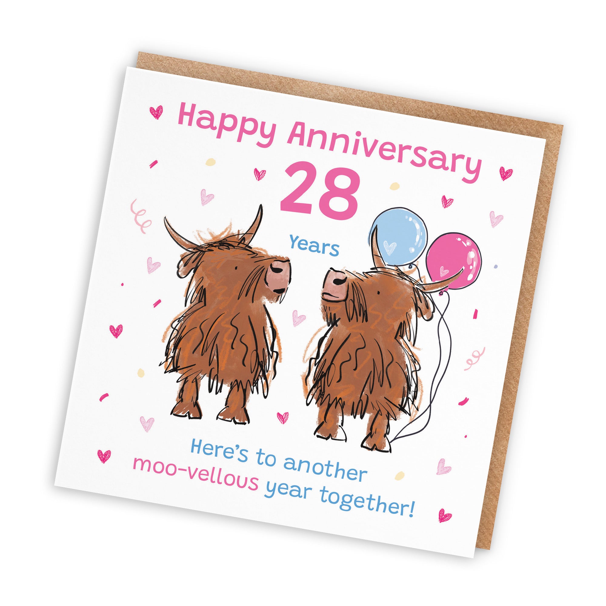 28th Anniversary Card Highland Cows Animal Party - Default Title (RM01112)