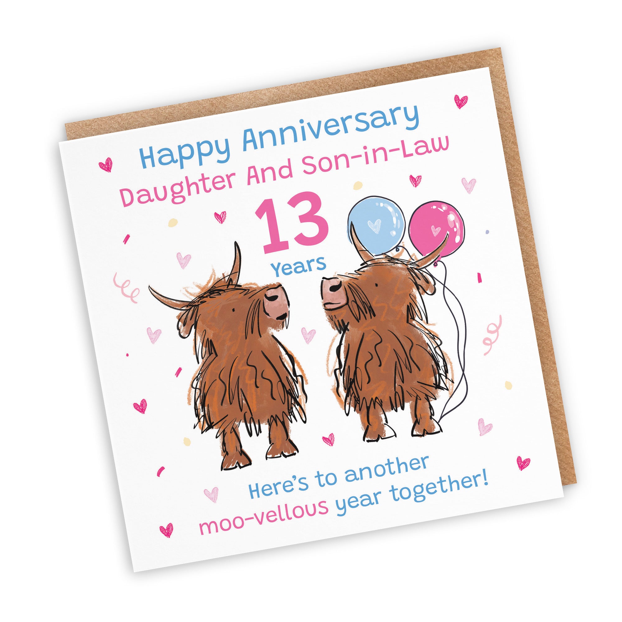 13th Daughter And Son-in-Law Anniversary Card Highland Cows Animal Party - Default Title (RM01117)