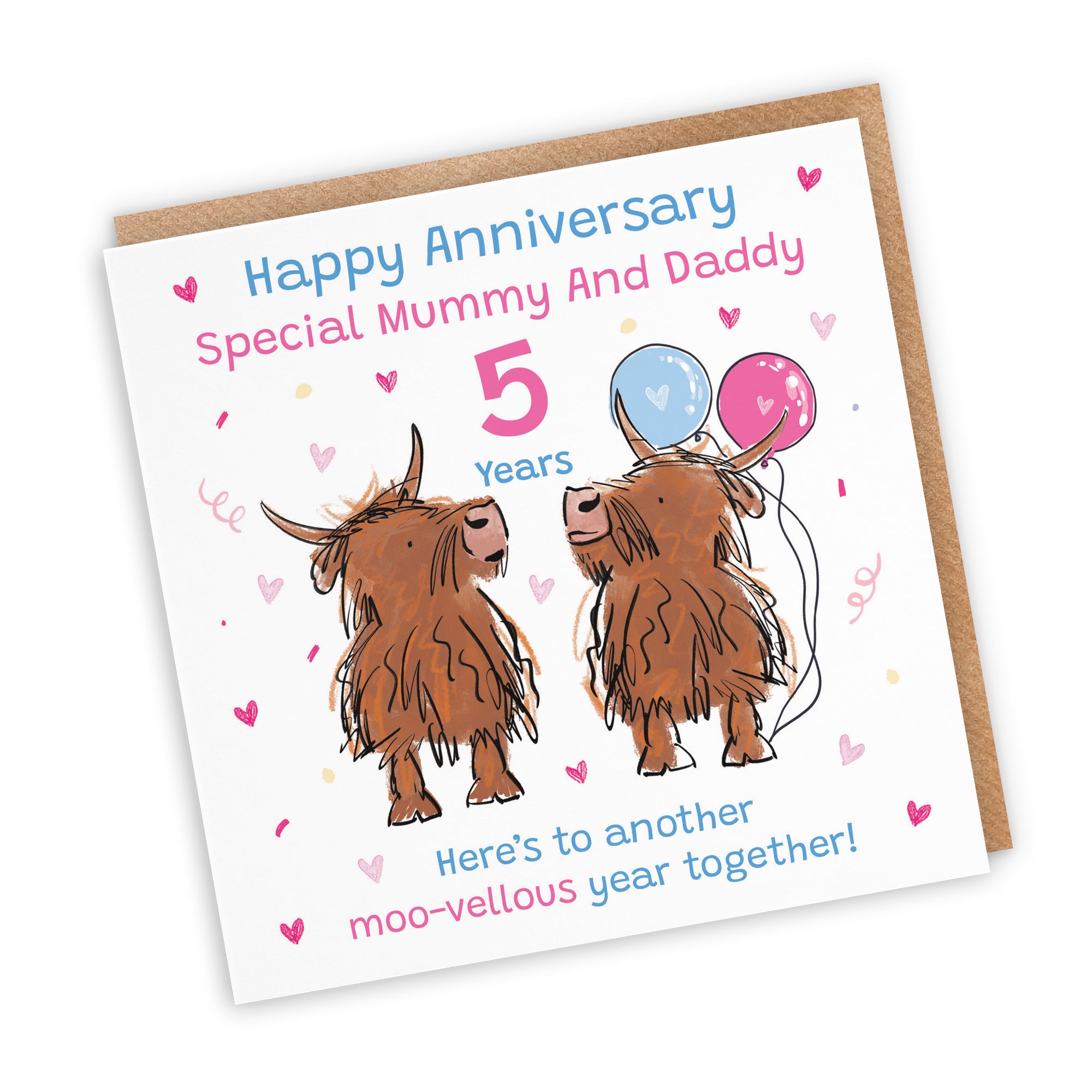5th Mummy And Daddy Anniversary Card Highland Cows Animal Party - Default Title (RM01126)