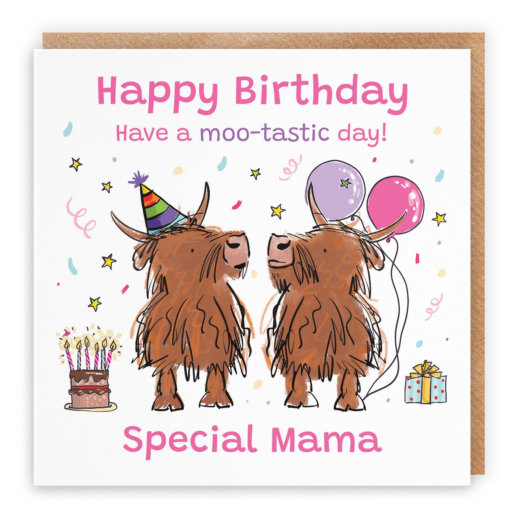 Mama Birthday Card Highland Cows Animal Party - Default Title (RM01128)