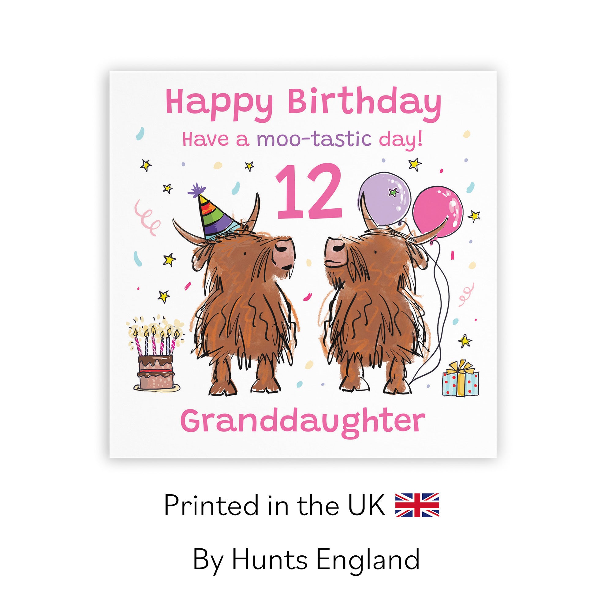 12th Granddaughter Birthday Card Highland Cows Animal Party - Default Title (RM01132)