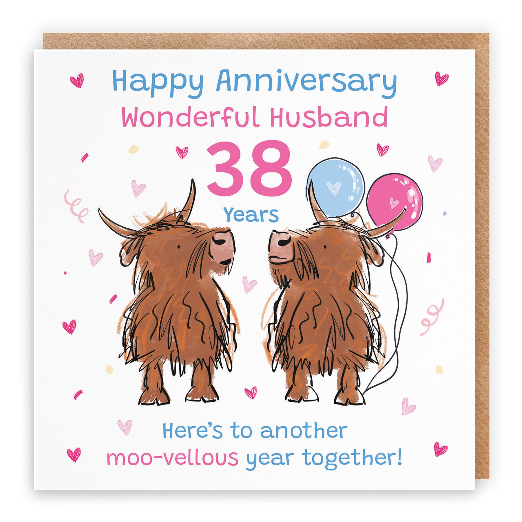 38th Husband Anniversary Card Highland Cows Animal Party - Default Title (RM01137)
