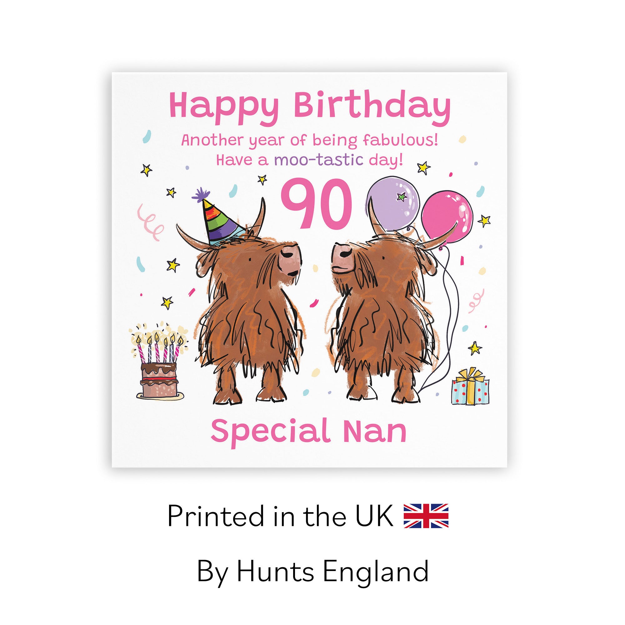 90th Nan Birthday Card Highland Cows Animal Party - Default Title (RM01141)