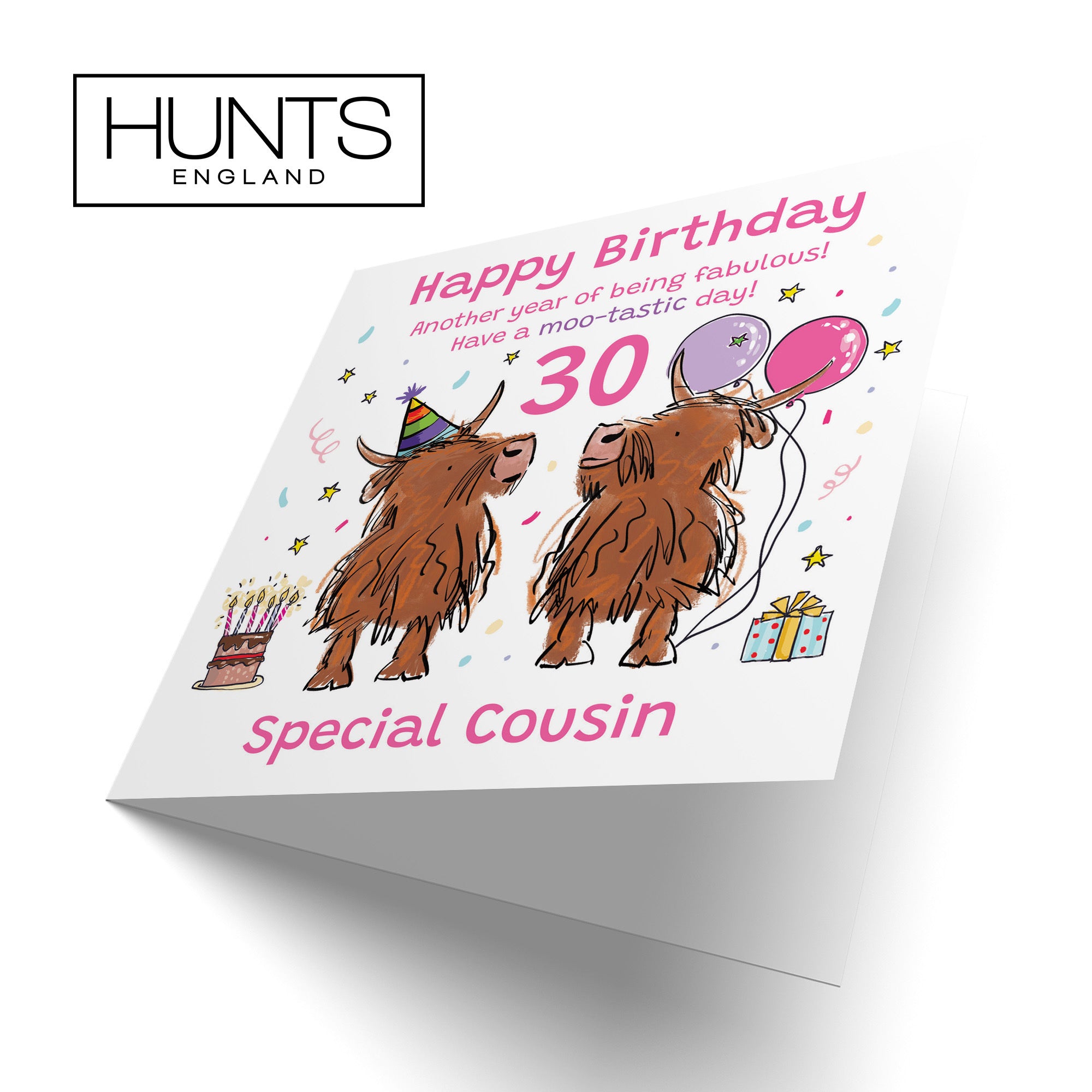 Female 30th Cousin Birthday Card Highland Cows Animal Party - Default Title (RM01145)