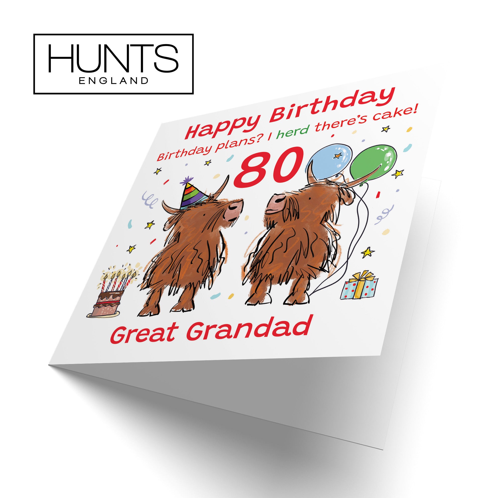 80th Great Grandad Birthday Card Highland Cows Animal Party - Default Title (RM01146)